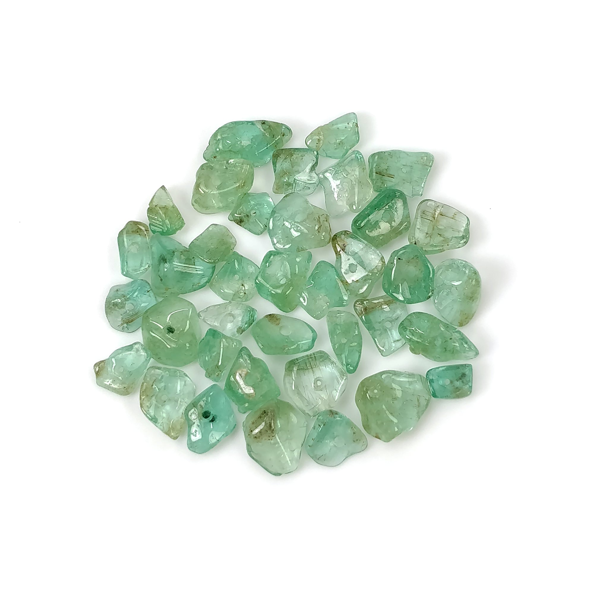 Natural Colombian Emerald Loose Beads - 28.85cts Untreated Green Emerald Gemstone Nuggets (6x4mm to 9x7mm, 37pcs) for Jewelry Making, DIY Crafts & Beading Projects