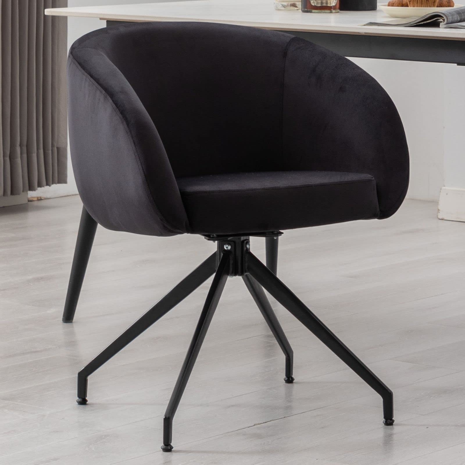 LukeAlon Modern Velvet Swivel Black Boucle Chair - 20