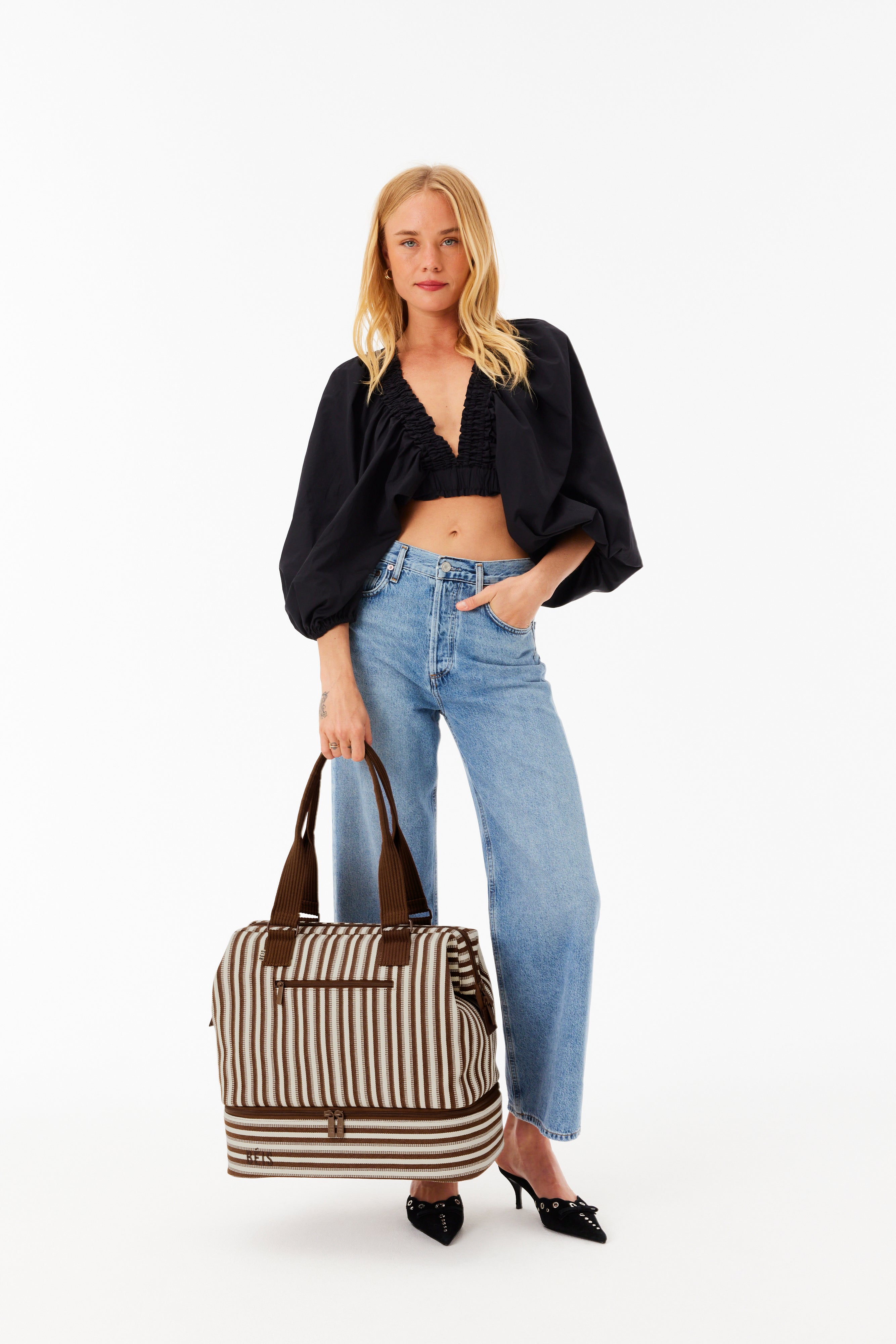 Mini Weekender Bag in Maple Stripe - Stylish & Compact Carry-On for Weekend Getaways, Travel & Gym Essentials