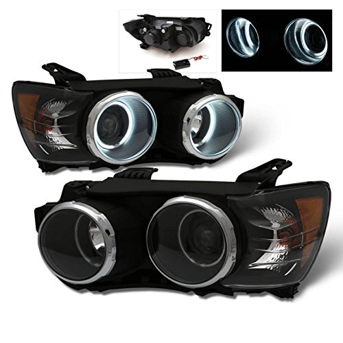 Chevrolet Sonic Projector Headlights Assembly Set with CCFL Halo Rings - Black Pair (Left & Right) Replacement Headlamps for Enhanced Night Driving & Custom Style