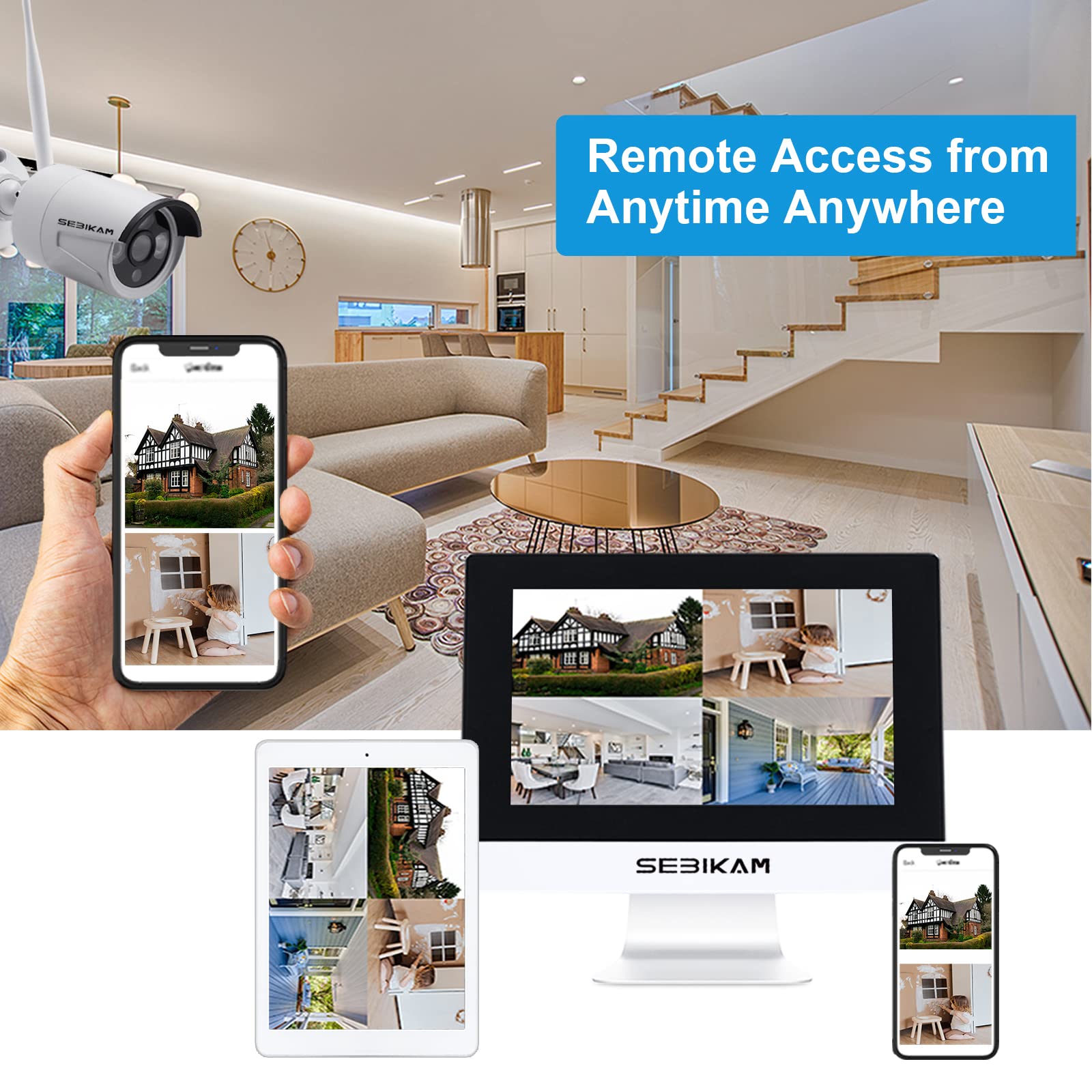 10CH Expandable Wireless Security Camera System with 10.1