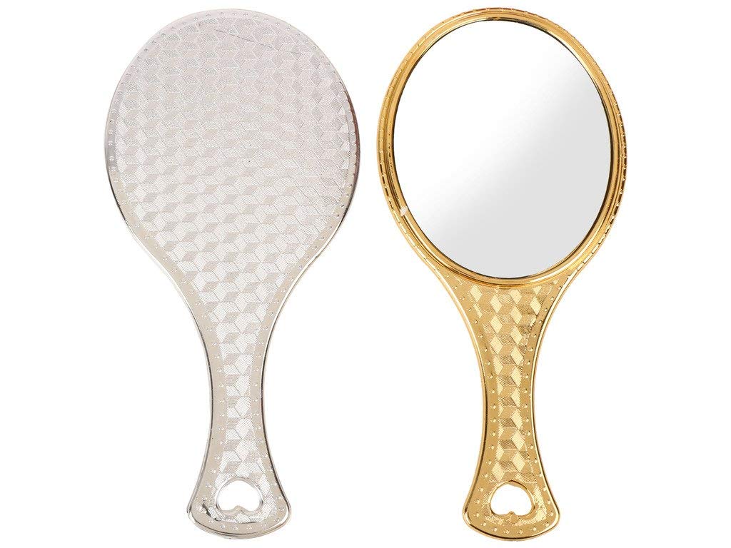 Victor Enterprises Small Oval Gold Plastic Handheld Mirror - 3 Inch Beauty Makeup Mirror for Bathroom, Dressing Table, Shaving & Travel | Portable Cosmetic Mirror for Home, Hotel & On-the-Go Use