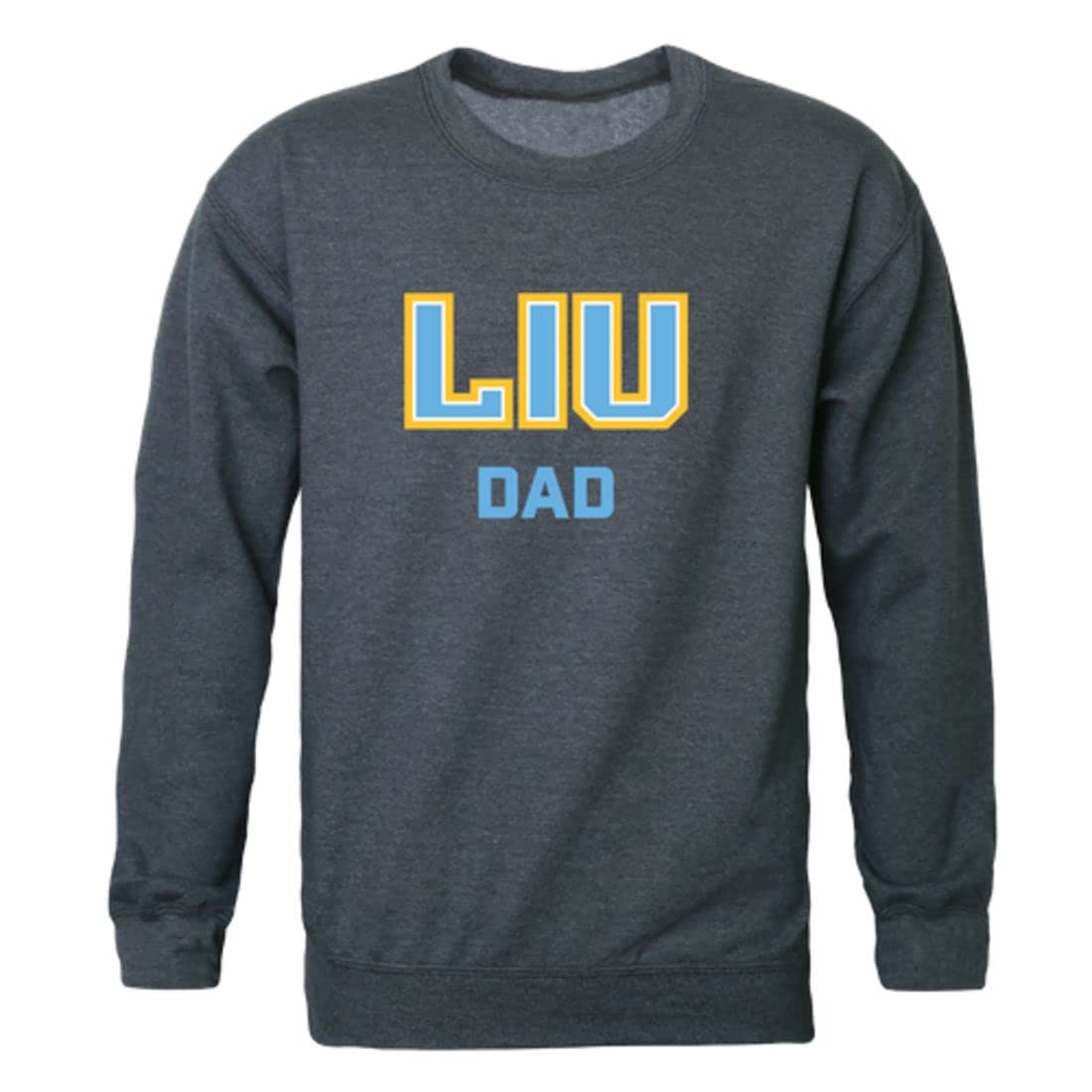LIU Long Island University Post Pioneers Dad Fleece Crewneck Pullover Sweatshirt - Heather Charcoal - Comfortable College Apparel for Game Day & Campus Life