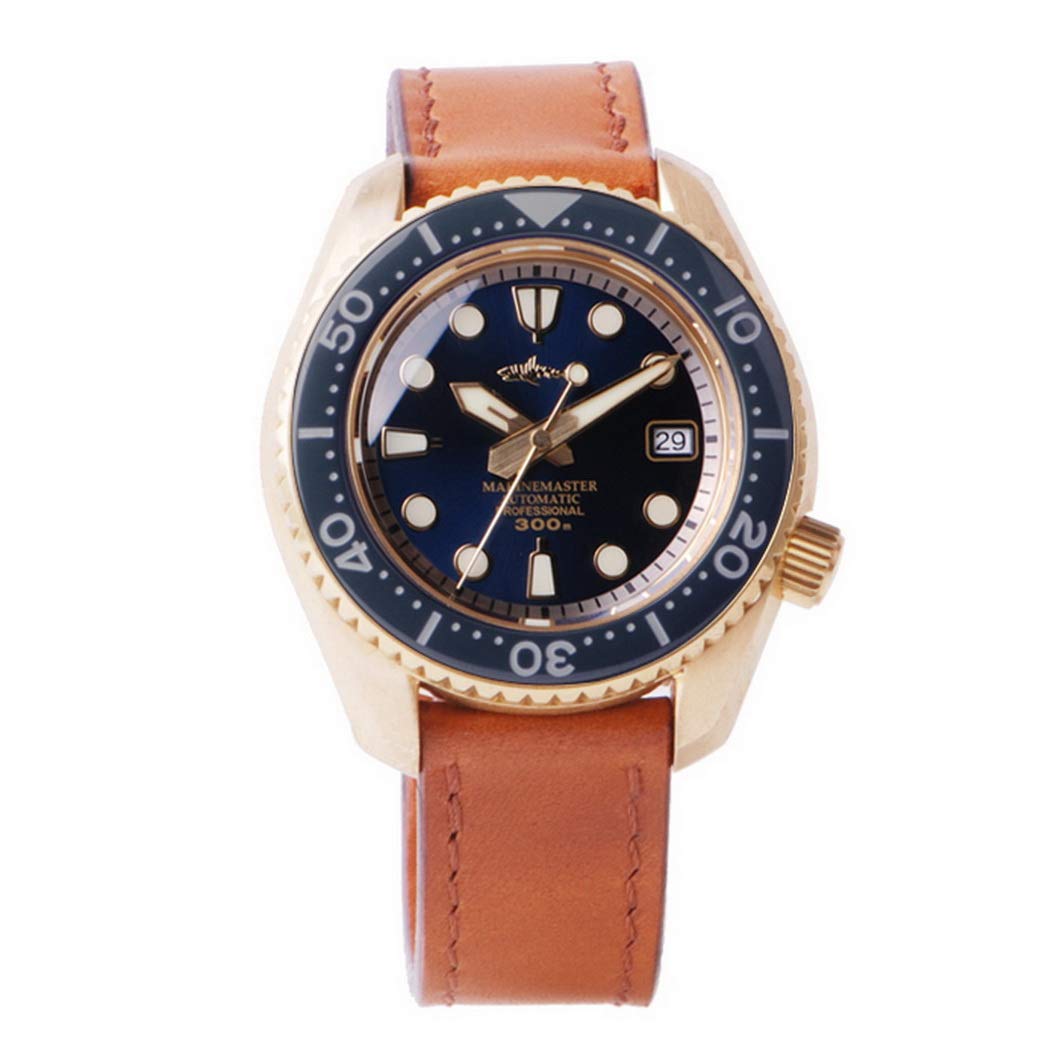 AMOY Men's Automatic Diving Watch - 62Mas Bronze Self-Winding Mechanical Wristwatch with 30Bar Water Resistance, C3 Luminous & Sapphire Chronograph Bezel | Perfect for Scuba Diving, Snorkeling and Outdoor Adventures