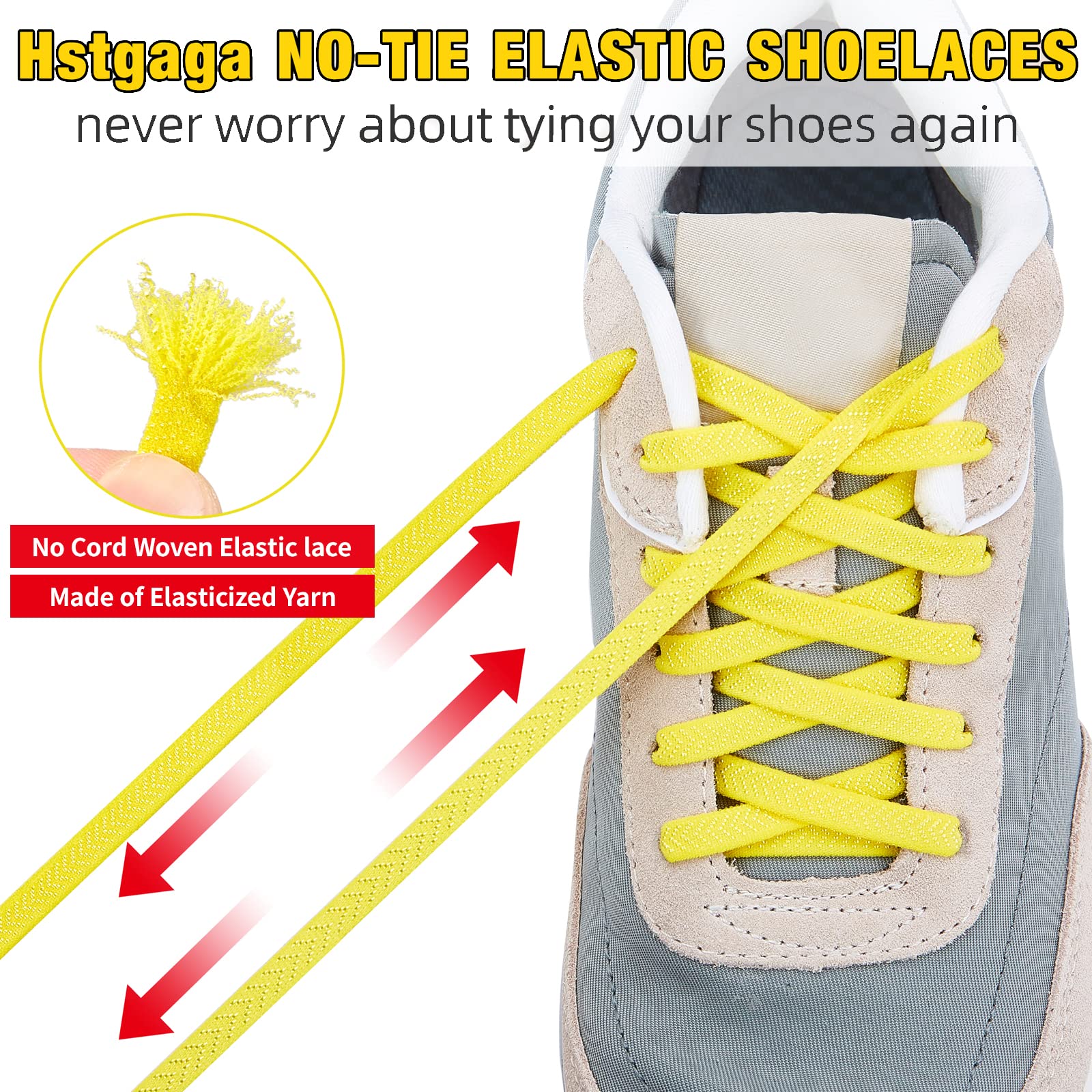 No Tie Elastic Shoelaces for Kids & Adults - Stretchable, Durable Tieless Shoe Laces for Sneakers, Running Shoes & Casual Wear - Perfect for Sports, Travel & Everyday Comfort