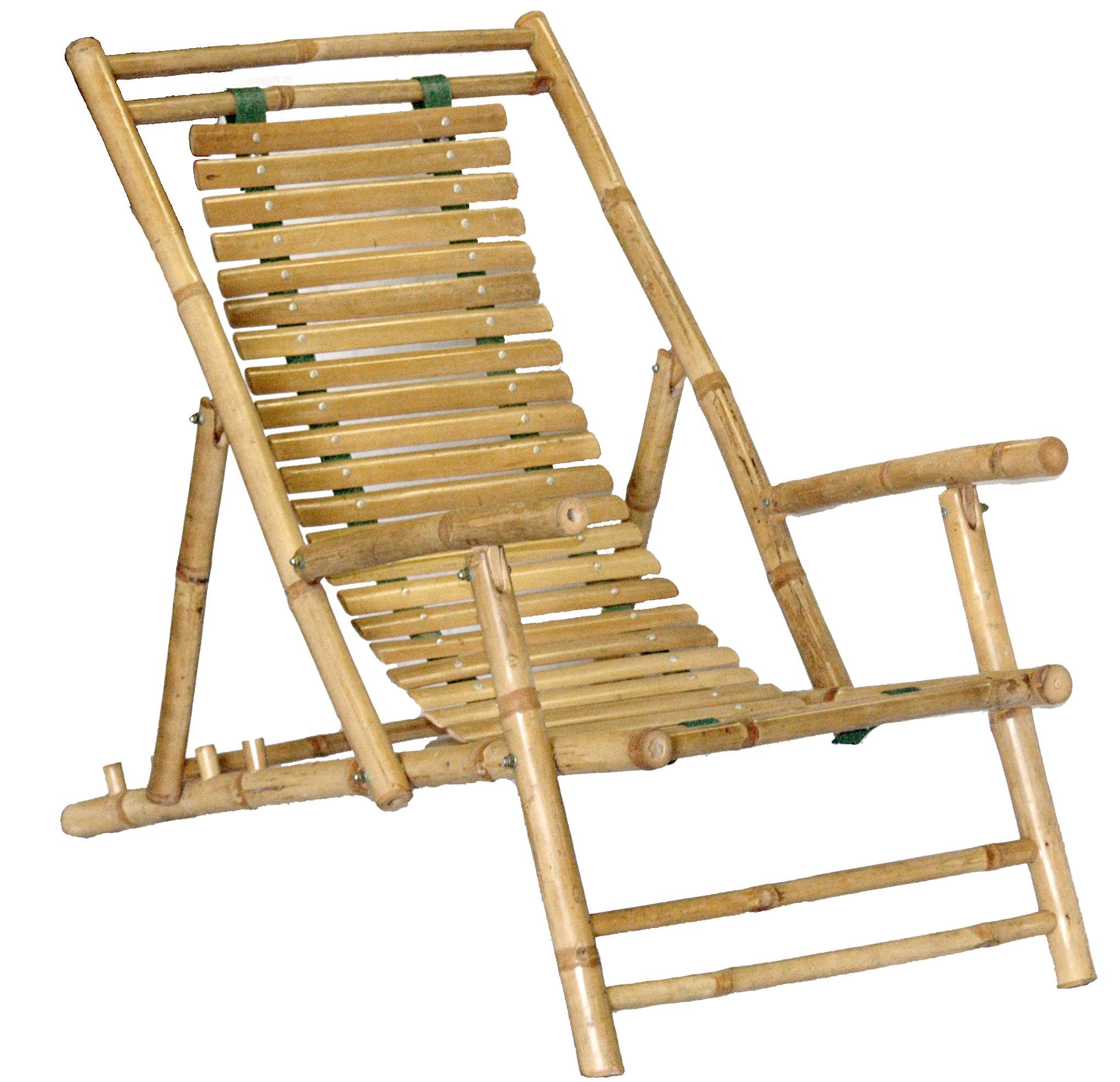 Premium Bamboo Recliner Chair Set of 2 - Outdoor Patio Lounge Chairs with Adjustable Backrest - Perfect for Poolside, Garden, and Backyard Relaxation