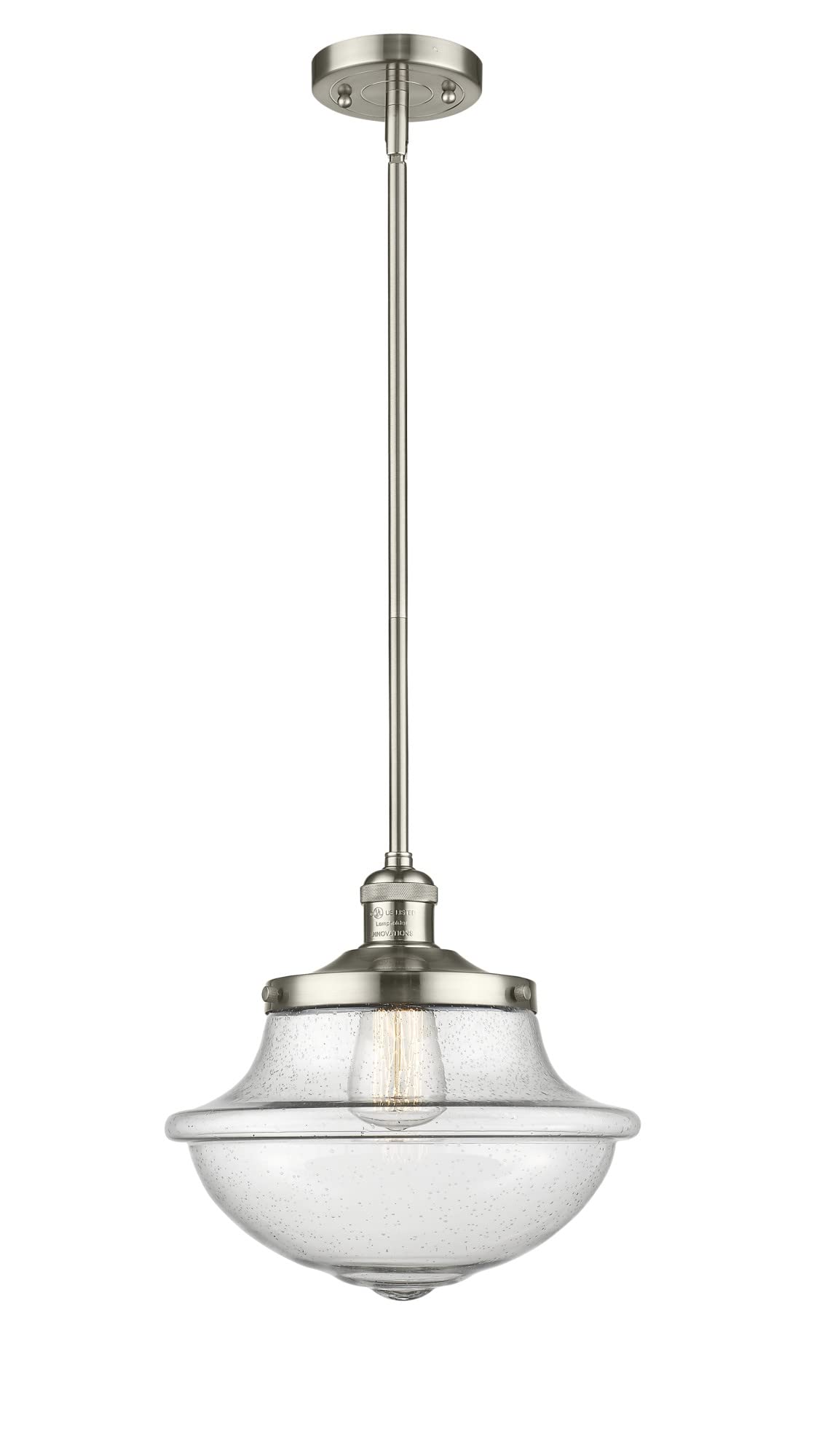 Oxford School House Collection 201S-SN-G542W Modern One Light Pendant - Elegant Lighting Fixture for Kitchen Island, Dining Room, or Entryway