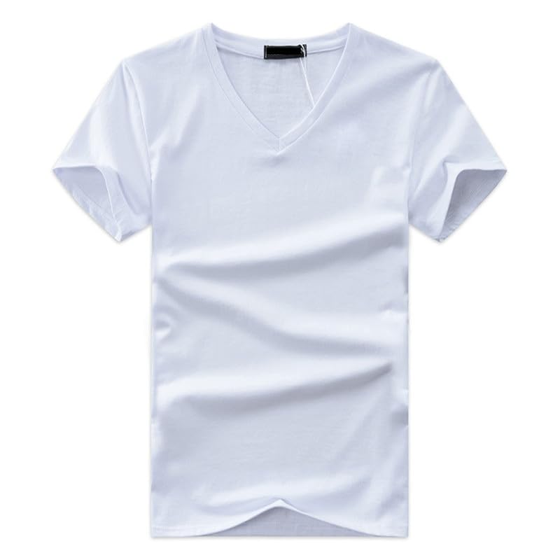 Men's Cotton V-Neck Short Sleeve T-Shirt - Breathable Summer Casual Tee for Plus Size - Perfect for Outdoor Activities, Gym & Everyday Wear