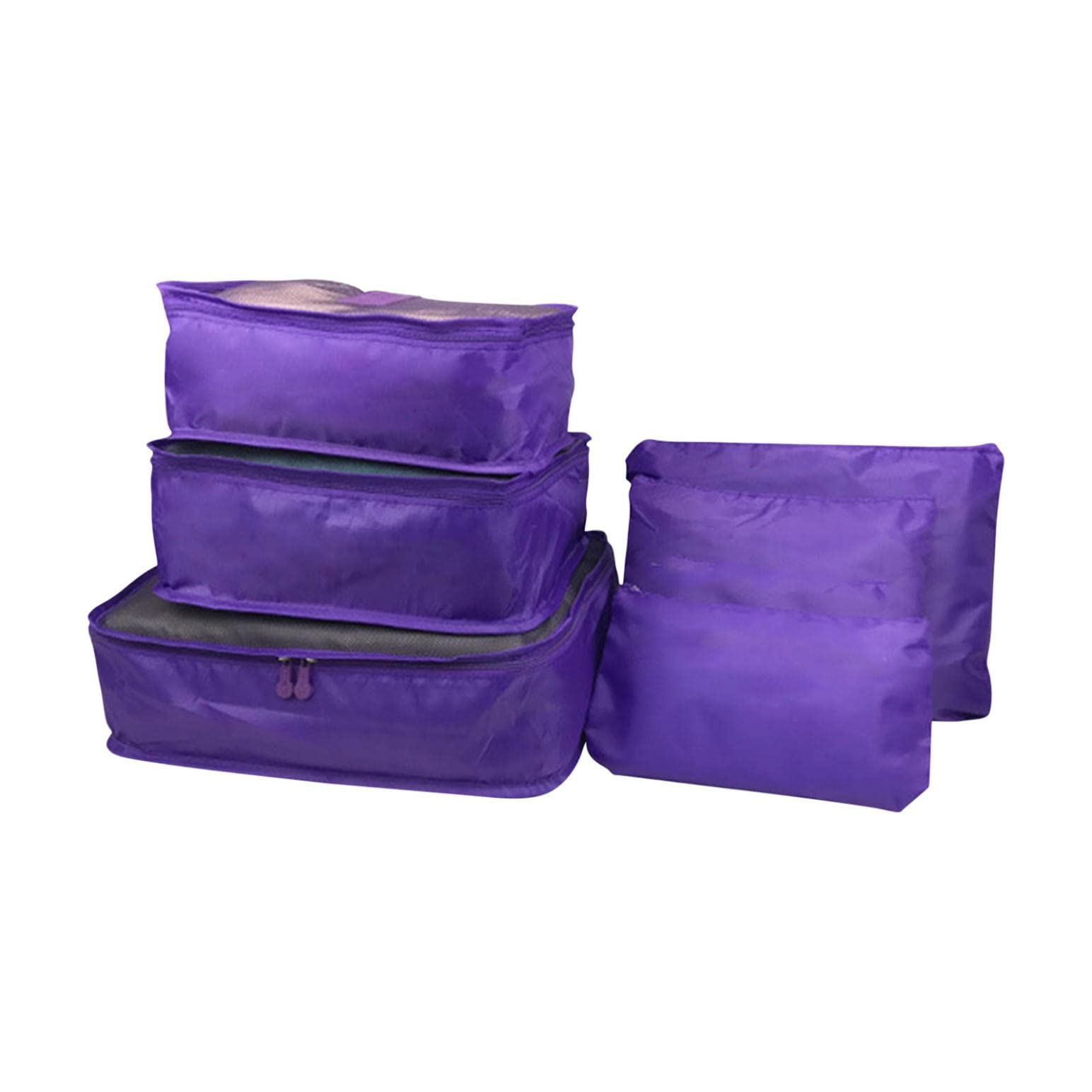 6-Piece Portable Luggage Packing Cubes Set - Travel Organizer for Clothes, Underwear, Shoes & Makeup | Compact Storage Bags for Suitcases | Perfect for Business Trips, Vacations & Weekend Getaways (Purple)