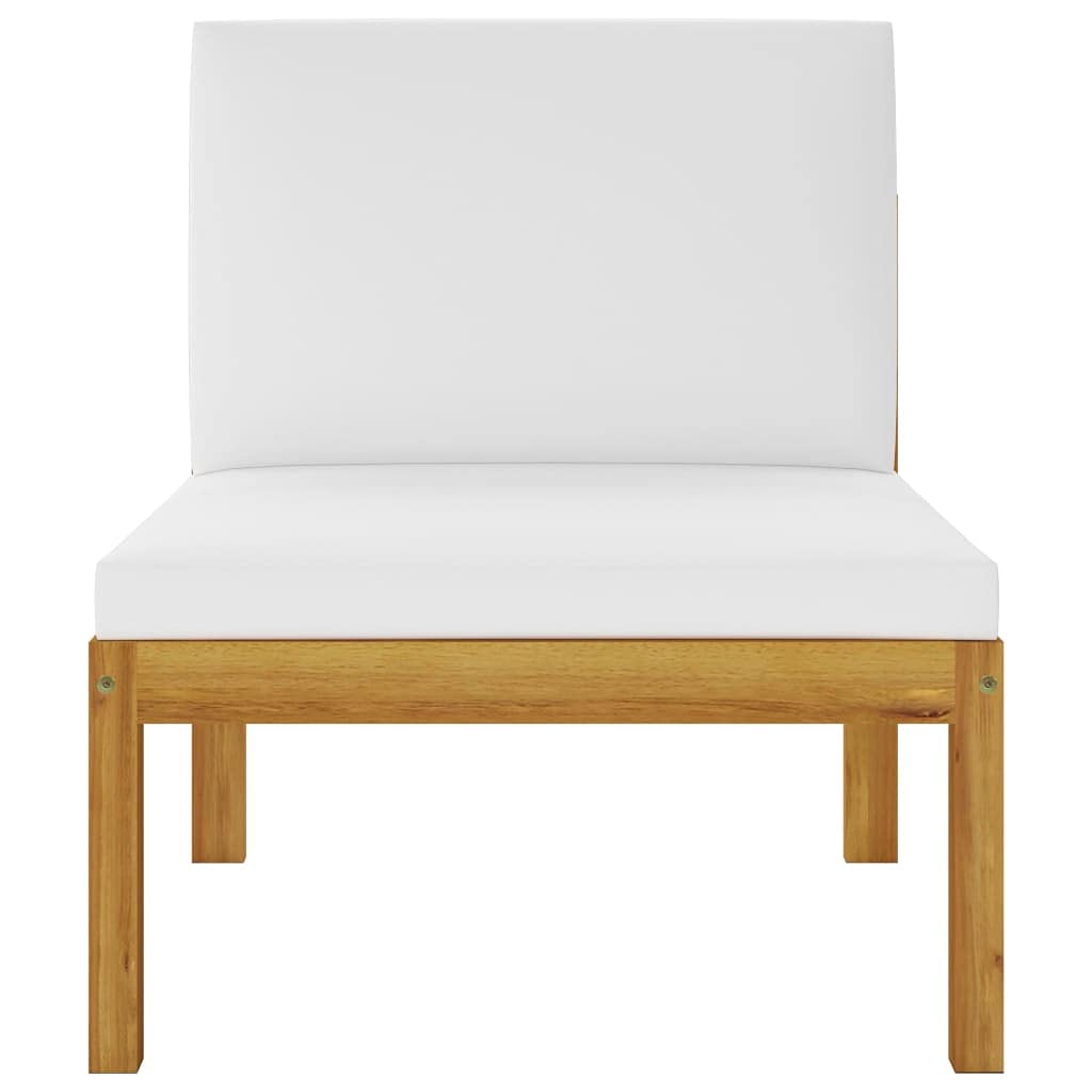 Premium Acacia Wood Patio Middle Sofa - Modular Outdoor Furniture with Comfortable Padded Cushions & Unique Rope Backrest - Durable Garden Seating for Patio, Deck, Poolside or Backyard Relaxation