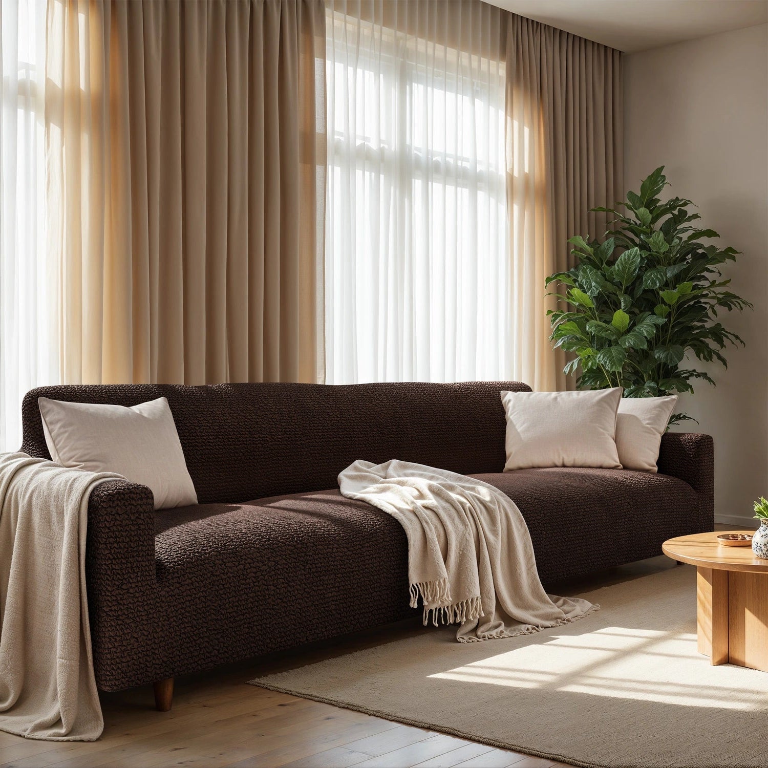 4-Seater Sofa Slipcover - Soft Microfiber Fabric, Stretchable & Washable - Perfect for Living Room, Family Room & Home Decor