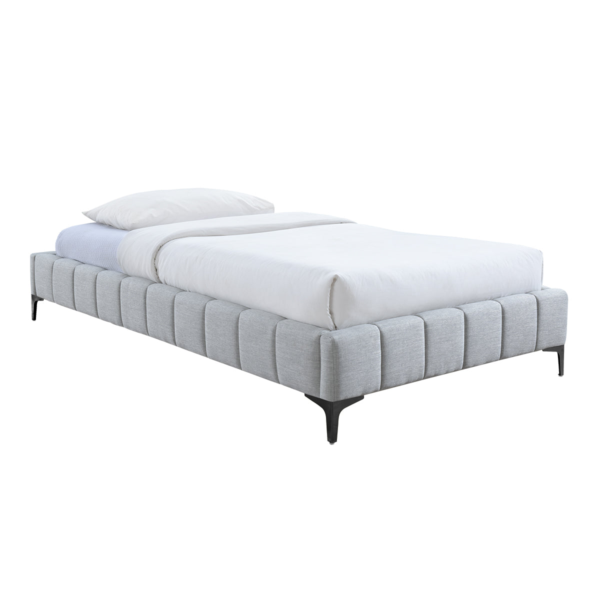 Georgia Fabric King Single Bed Frame - Sturdy & Stylish Platform Bed with Wooden Slats for Home, Bedroom, Guest Room, Dorm - Easy Assembly & Modern Design