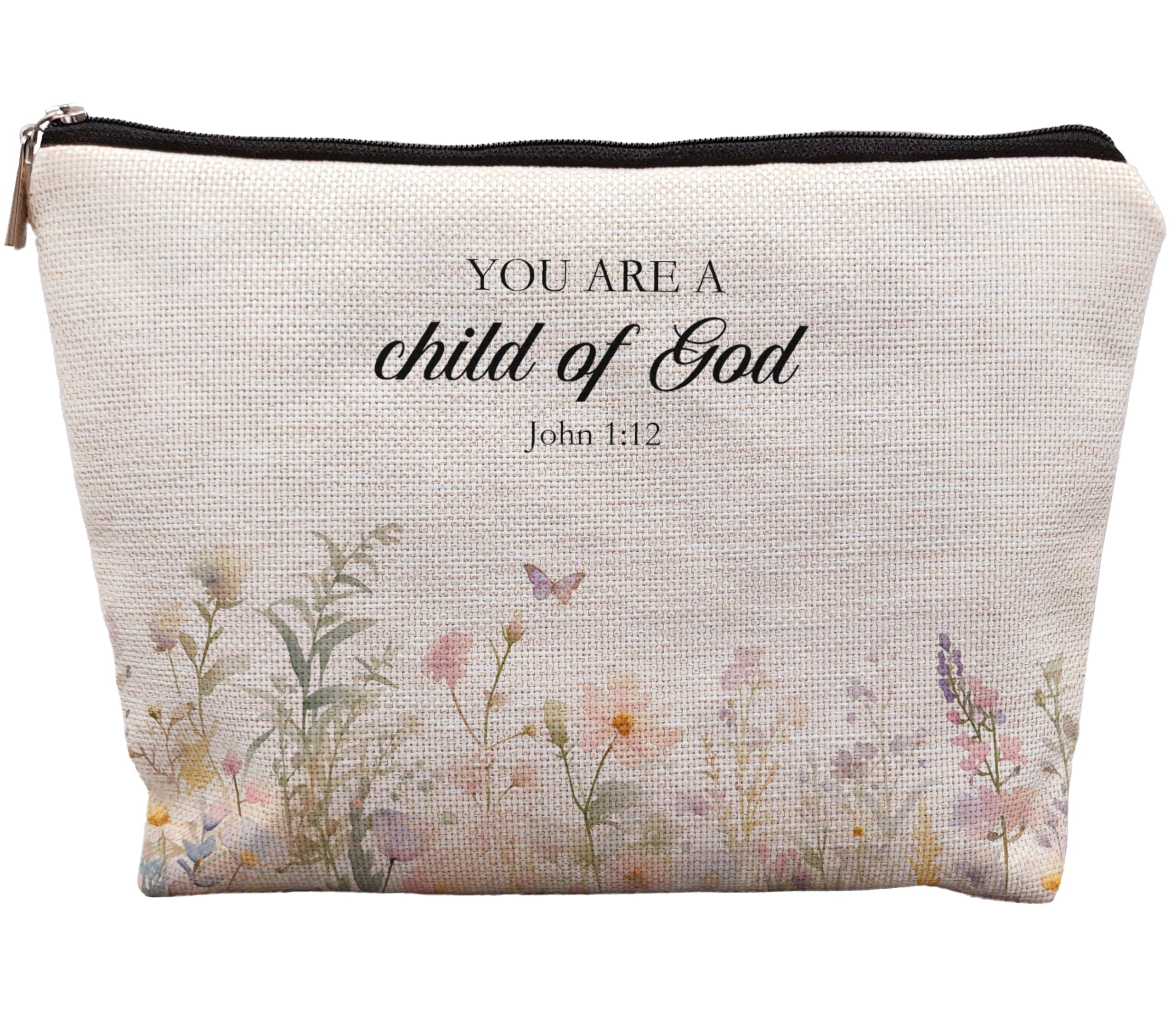 Floral Christian Makeup Bag - Bible Scripture Gift for Women | Faith-Inspired Purse Organizer