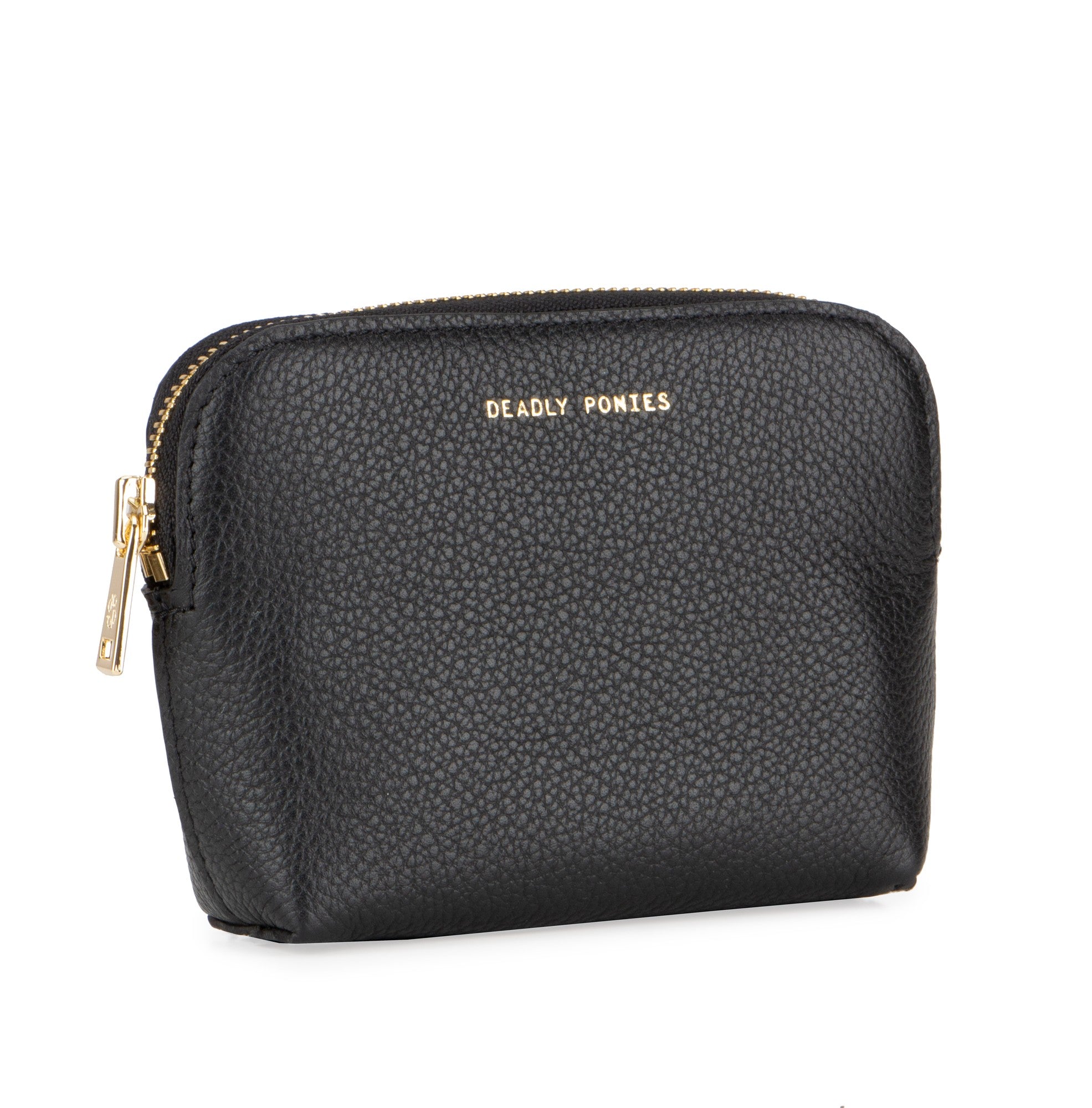 Deadly Ponies Black Leather Crossbody Poucher - Stylish & Compact for Everyday Use, Travel & Work