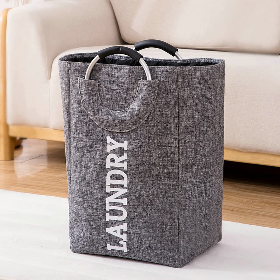 Foldable Linen Storage Basket for Dirty Clothes, Toys & Sundries - Multi-Purpose Organizer for Bathroom, Bedroom, Laundry Room (Gray) | Perfect for Home Organization & Space Saving