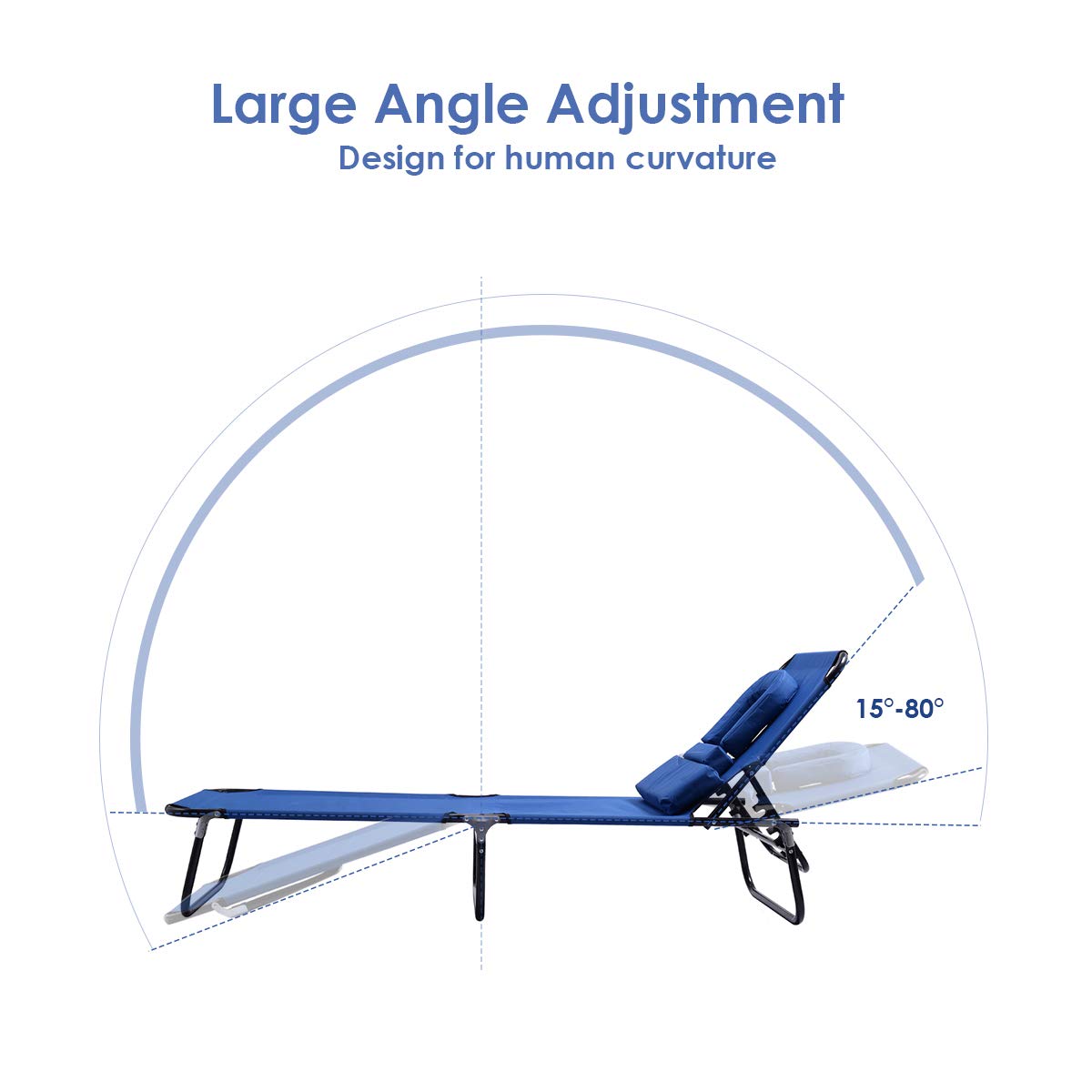 Casart Adjustable Folding Chaise Lounge Chair with Face Hole - Portable Beach Chair for Pool, Patio, Lawn & Outdoor Relaxation - Perfect for Sunbathing, Reading & Vacation Comfort