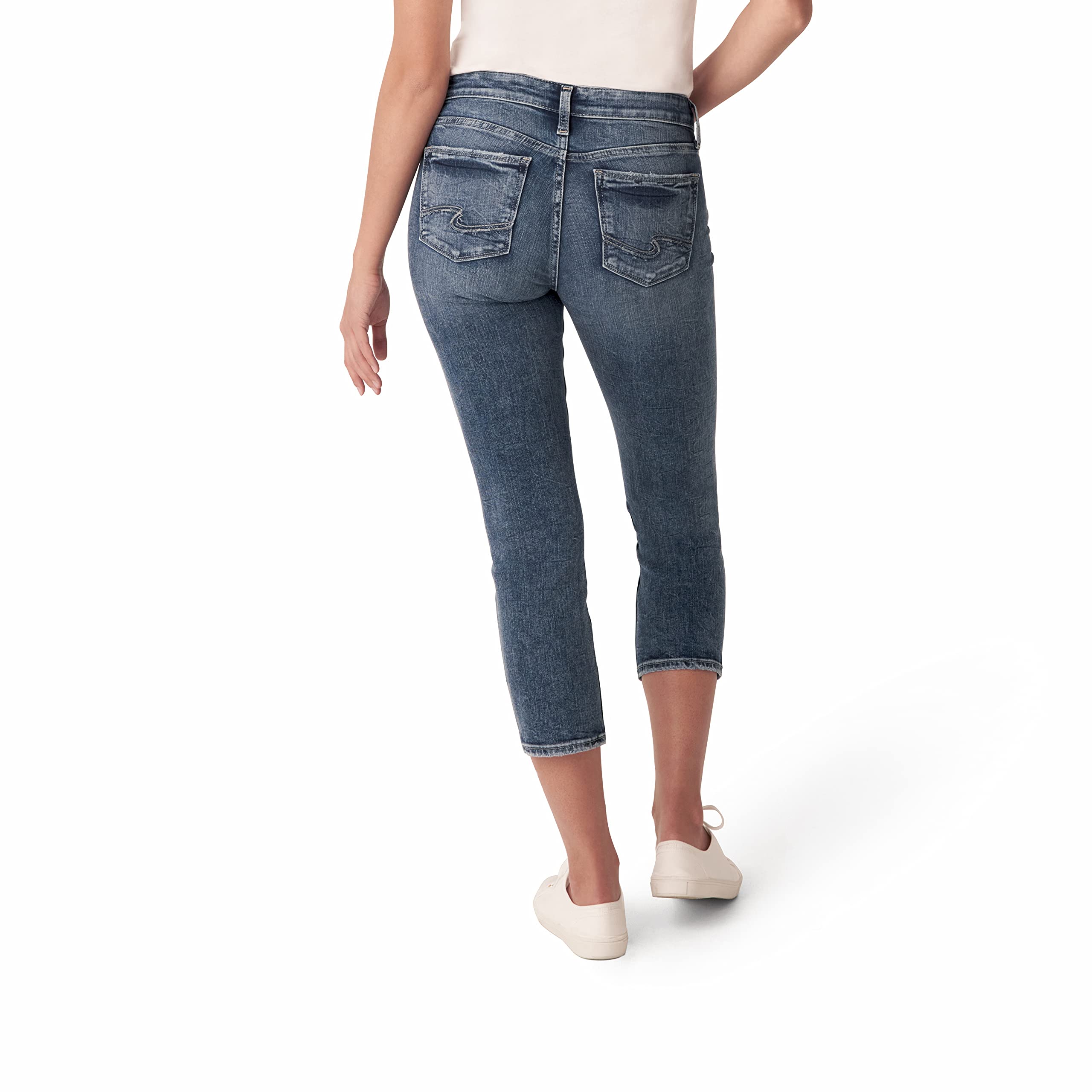 Silver Jeans Co. Women's Suki Mid Rise Capri Jeans - Classic Fit, Stretch Denim, Comfortable & Stylish | Perfect for Casual Wear, Work & Weekend Outfits