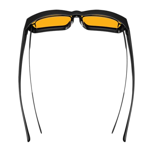 Premium Swanwick Amber Fit Over Blue Light Blocking Glasses - 99% Blue Blocker, Fits Over Prescription Glasses for Eye Strain Relief - Perfect for Computer Work, Gaming & Nighttime Screen Use