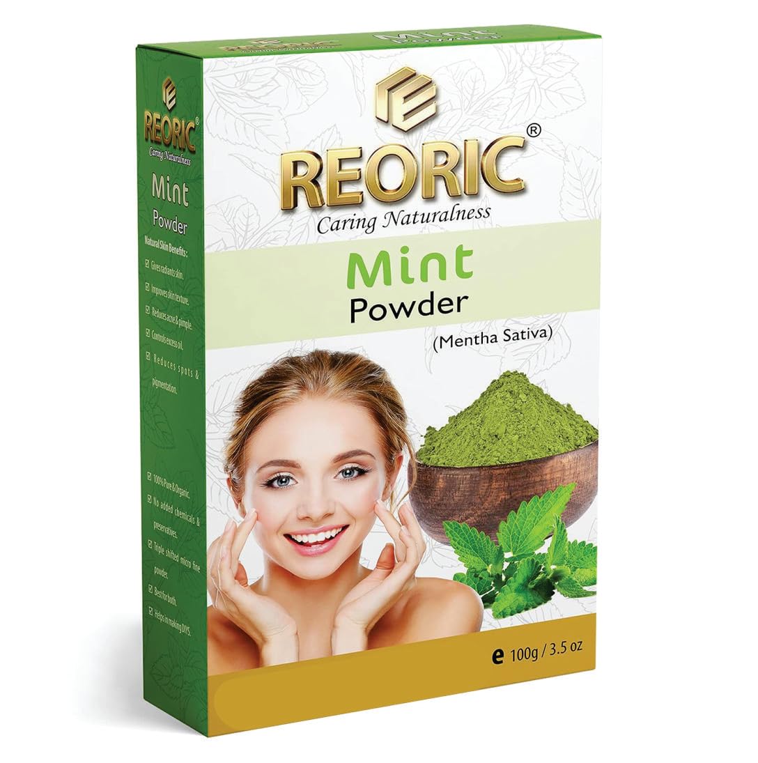 Organic Mint Powder for Face & Skin Care | 100% Pure Mentha Leaves Powder | Natural Face Pack & Exfoliator (100g) | Perfect for DIY Face Masks, Scrubs & Aromatherapy