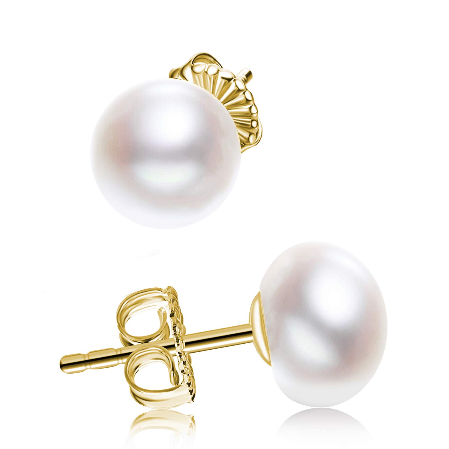Sterling Silver White Button Freshwater Pearl Stud Earrings for Women – Elegant & Timeless Jewelry Gift for Birthday, Anniversary & Special Occasions