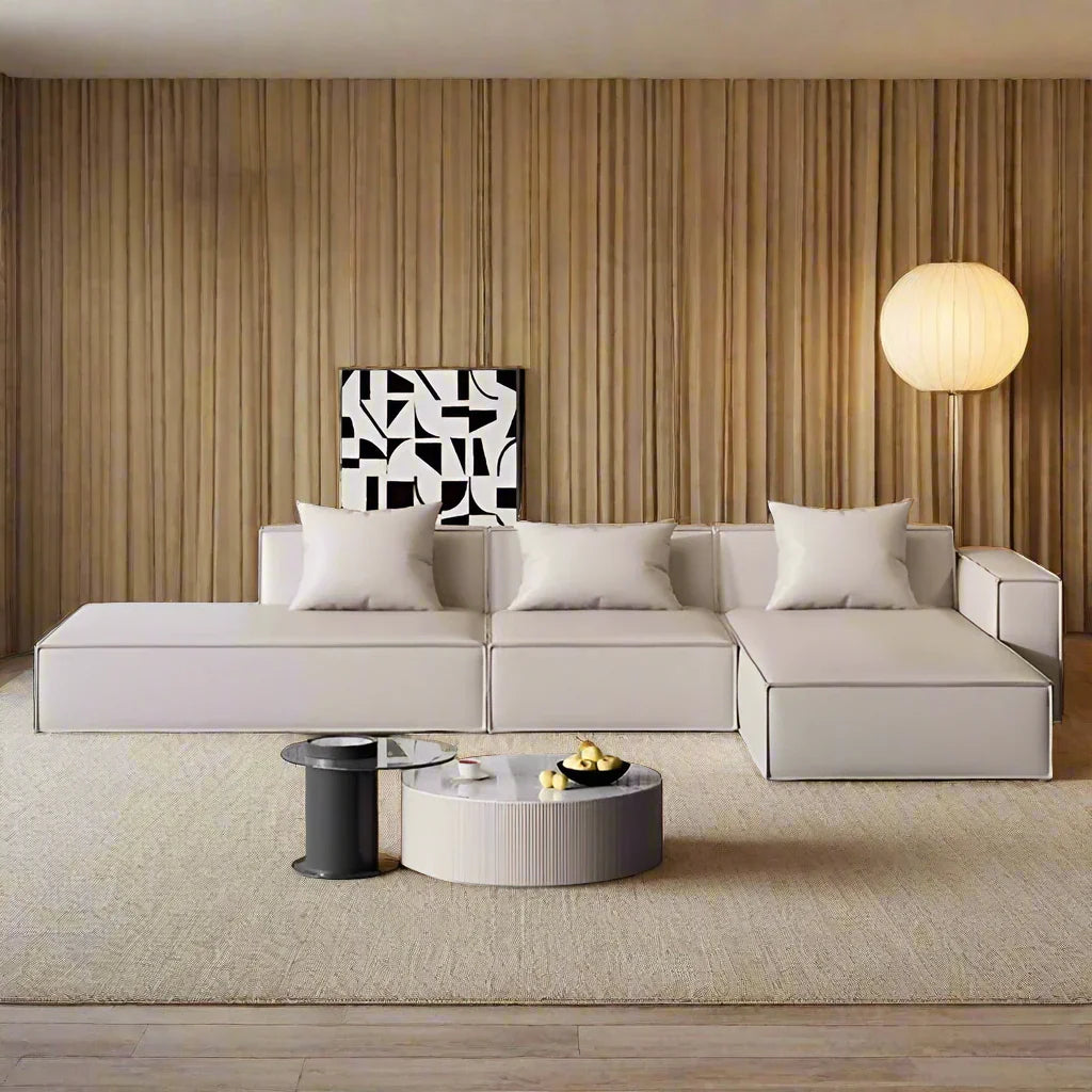 Modern Tofu Minimalist Lounge Sofa Set - 3-Piece Contemporary Fabric Sectional Couch for Small Spaces, Living Room, Apartment & Studio - Perfect for Relaxing, Entertaining & Compact Urban Living