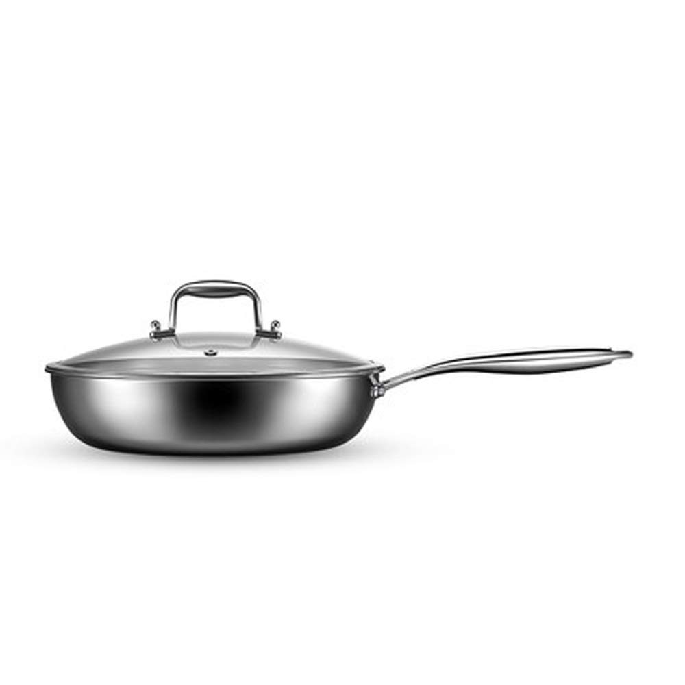 GDSKL 28cm Brushed Stainless Steel Nonstick Fry Pan - Safe Saute Pan & Cooking Pot for Healthy Meals | Perfect for Frying, Searing & Sauteing Vegetables, Eggs & Meat