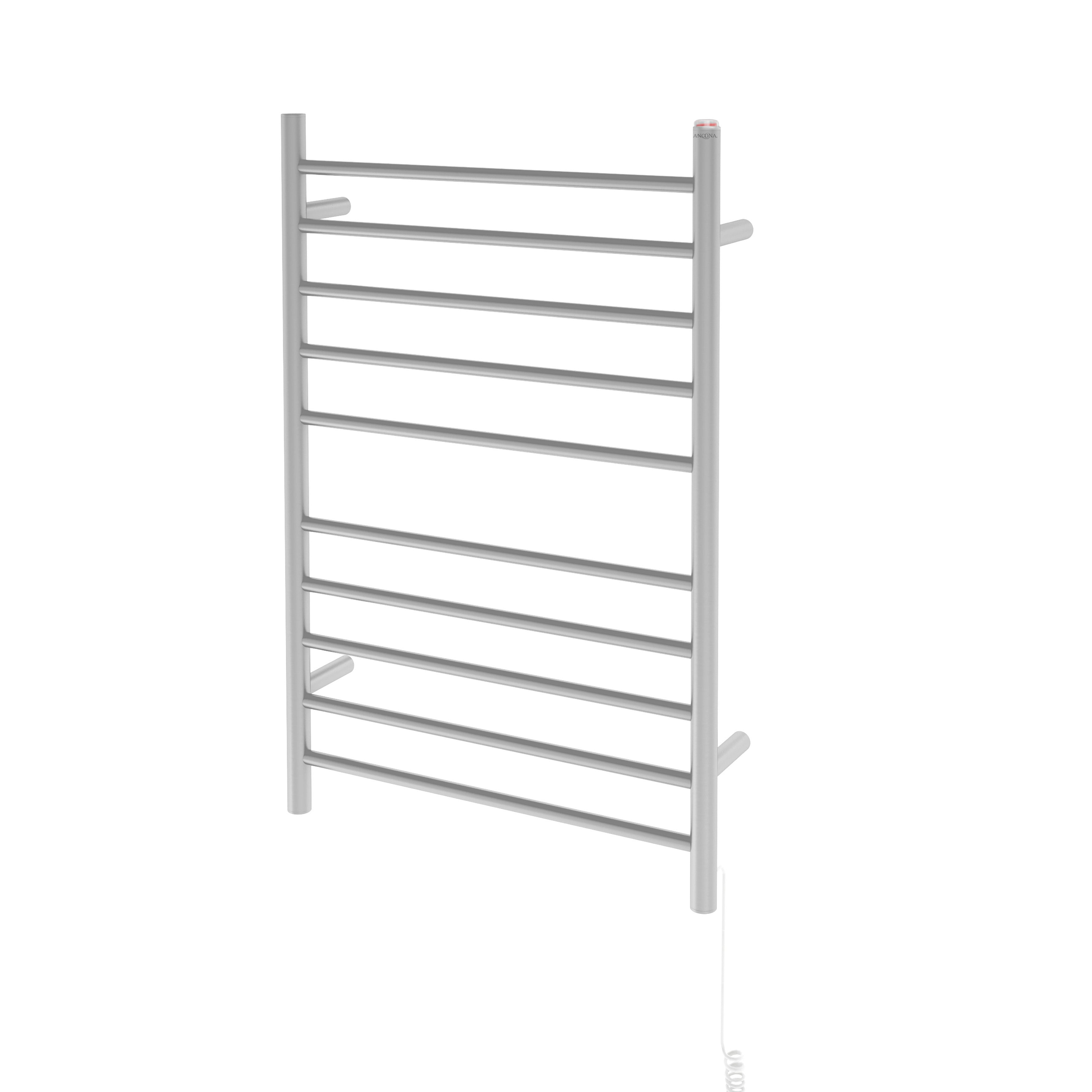 Premium 10 Bar Hardwired & Plug-in Towel Warmer - Brushed Stainless Steel - Fast Heating Bathroom Luxury for Spa, Hotel & Home Use