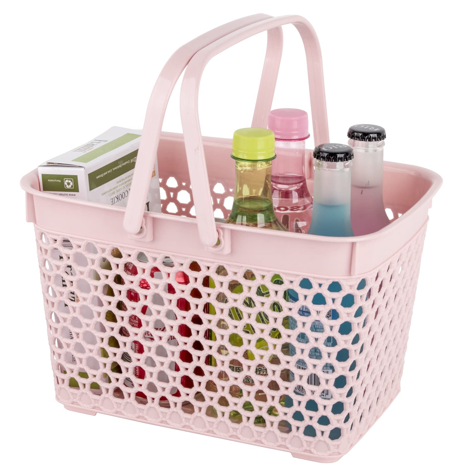 Anyoifax Portable Shower Caddy Tote - Plastic Storage Basket with Handle for Bathroom, Kitchen, Pantry, Dorm & Garage Organization - 11.2 x 7.9 x 6.8 Inches - Pink - Perfect for College Students, Camping & Small Space Storage - Ideal for Shower Essentials, Kitchen Utensils, and Home Organization - Great for Travel, Beach Trips, and Outdoor Adventures
