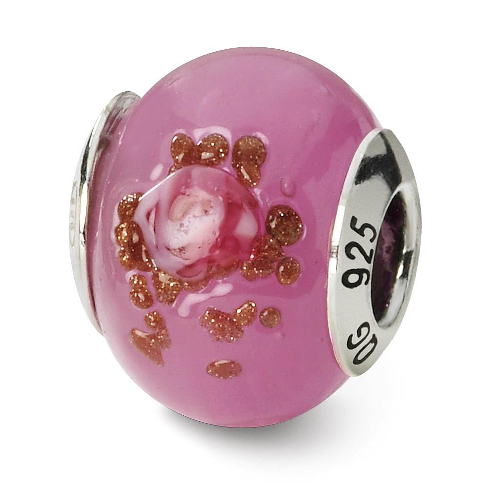 Black Bow Sterling Silver Murano Glass Bead Charm for Jewelry Making
