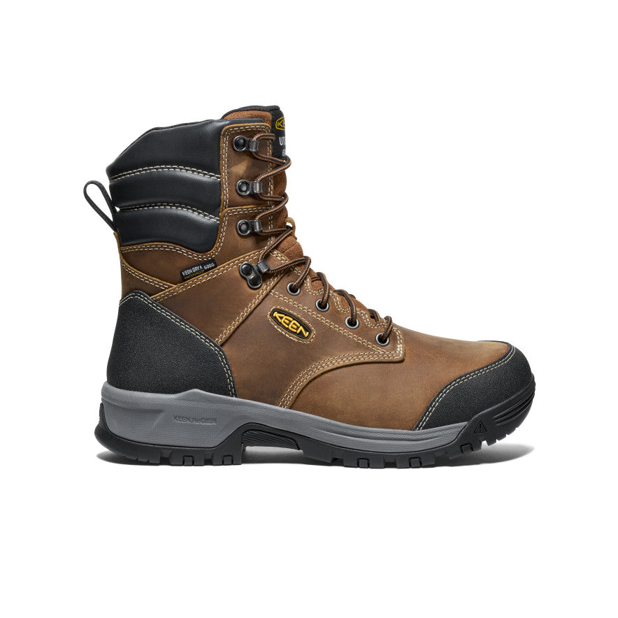 Men's Evanston 8 Insulated Waterproof Work Boots (Soft Toe) - Bison/Black - Winter Snow & Construction Site Safety Footwear