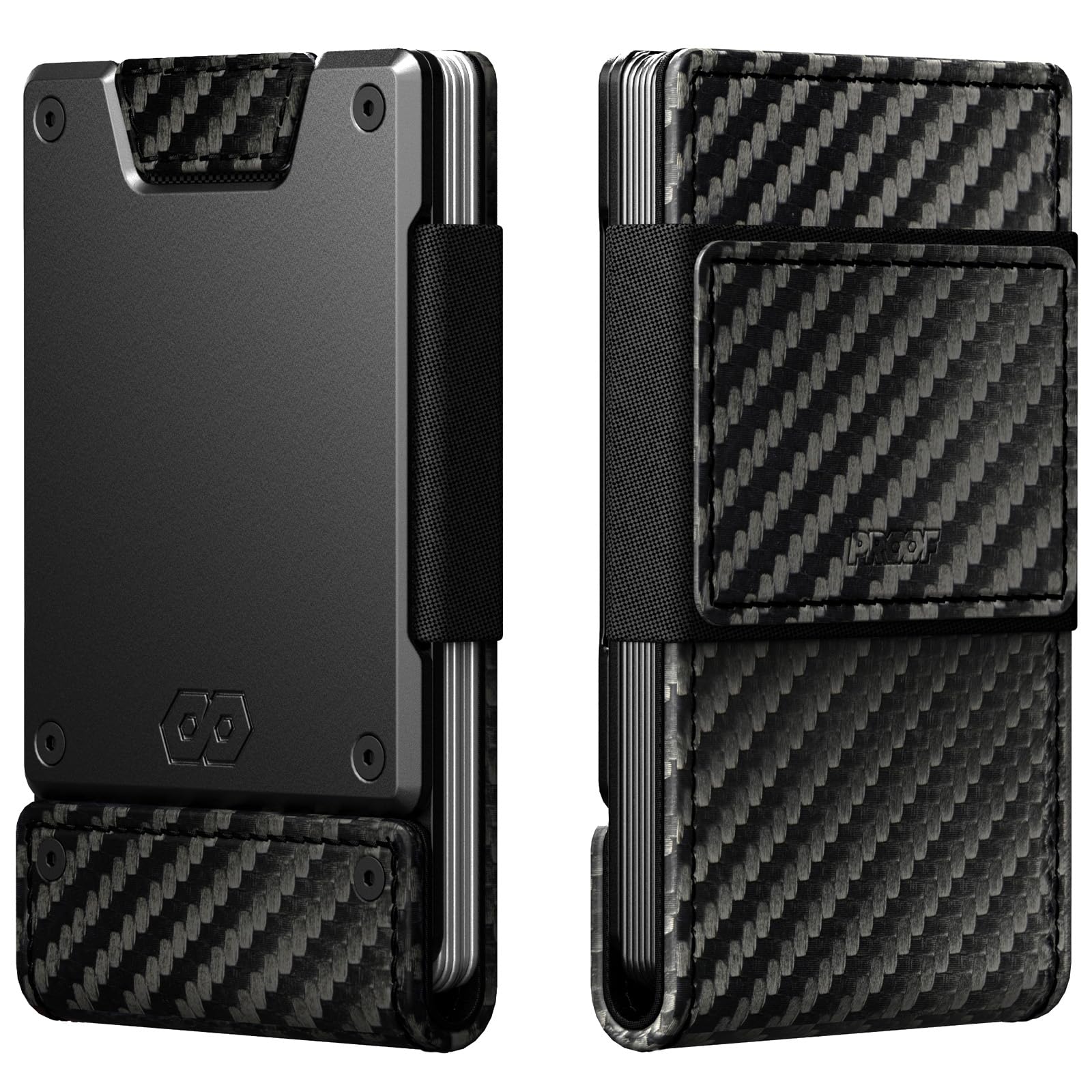 PROOF Slim Minimalist RFID Blocking Wallet for Men - Genuine Leather & Metal Front Pocket Wallet - Secure & Stylish Money Clip Card Holder - Perfect for Everyday Carry, Travel & Gifting (Veteran Owned)