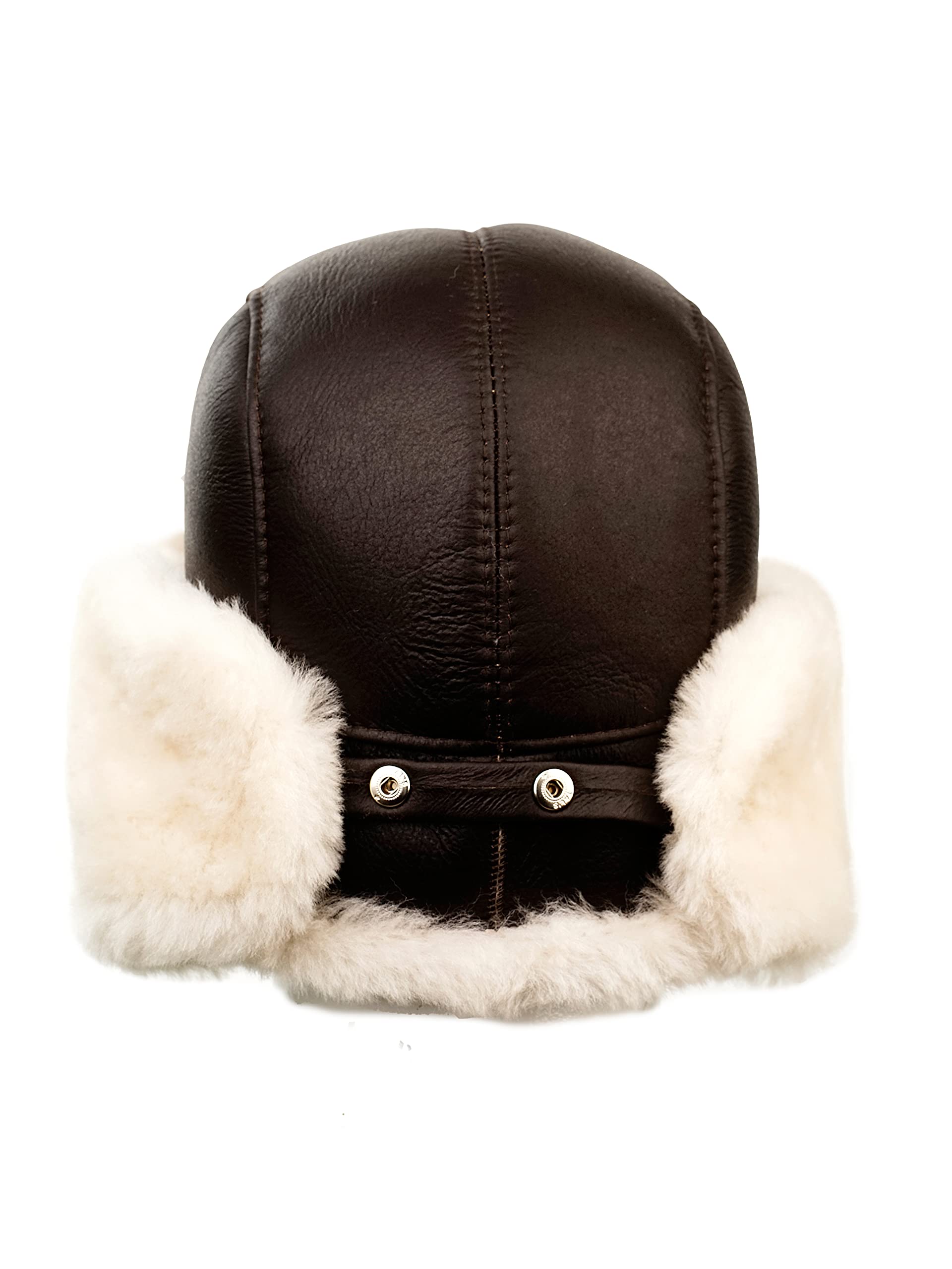 Ushanka Aviator Trapper Leather Hat for Men & Women - Genuine Sheepskin Fur Russian Soviet Earflaps Winter Hat - Warm Unisex Outdoor Hat for Cold Weather 2024 - Perfect for Skiing, Snowboarding & Arctic Adventures