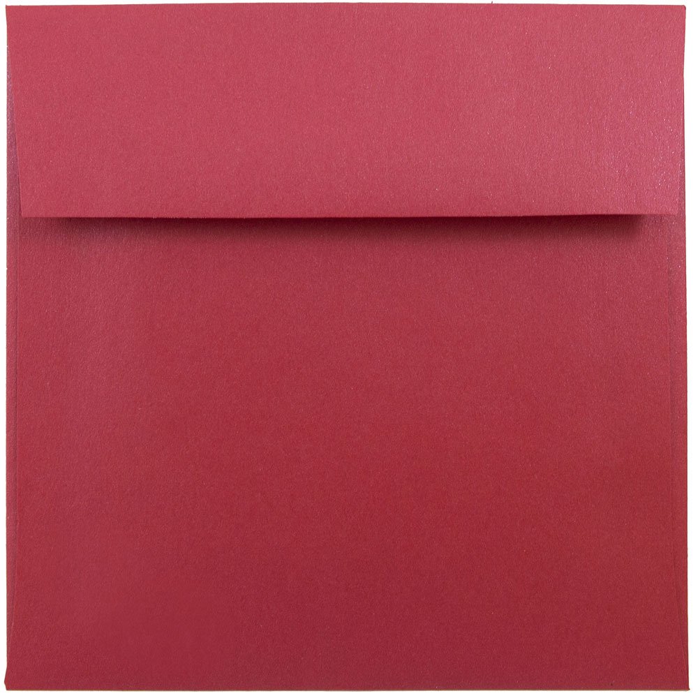 JAM PAPER 6 x 6 Inch Square Metallic Invitation Envelopes - Jupiter Red Stardream - Bulk Pack of 250 - Premium Quality for Wedding Invitations, Greeting Cards & Party Favors