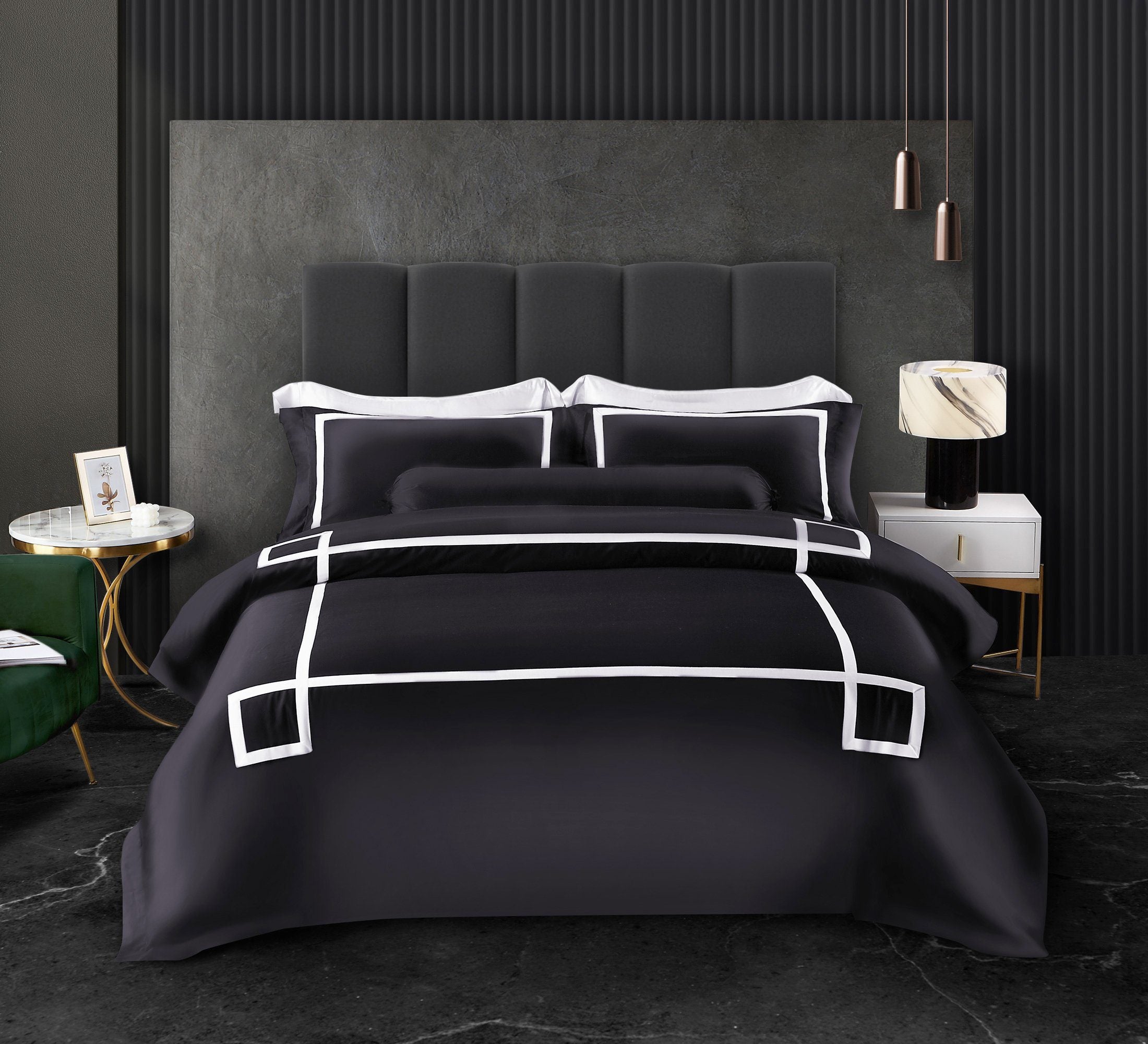 Prestigio™ Onyx Black Hotel Pillow Bolster Case - Luxury Hotel-Style Pillow Cover for Home & Travel, Bedroom Decor, Sofa Cushion