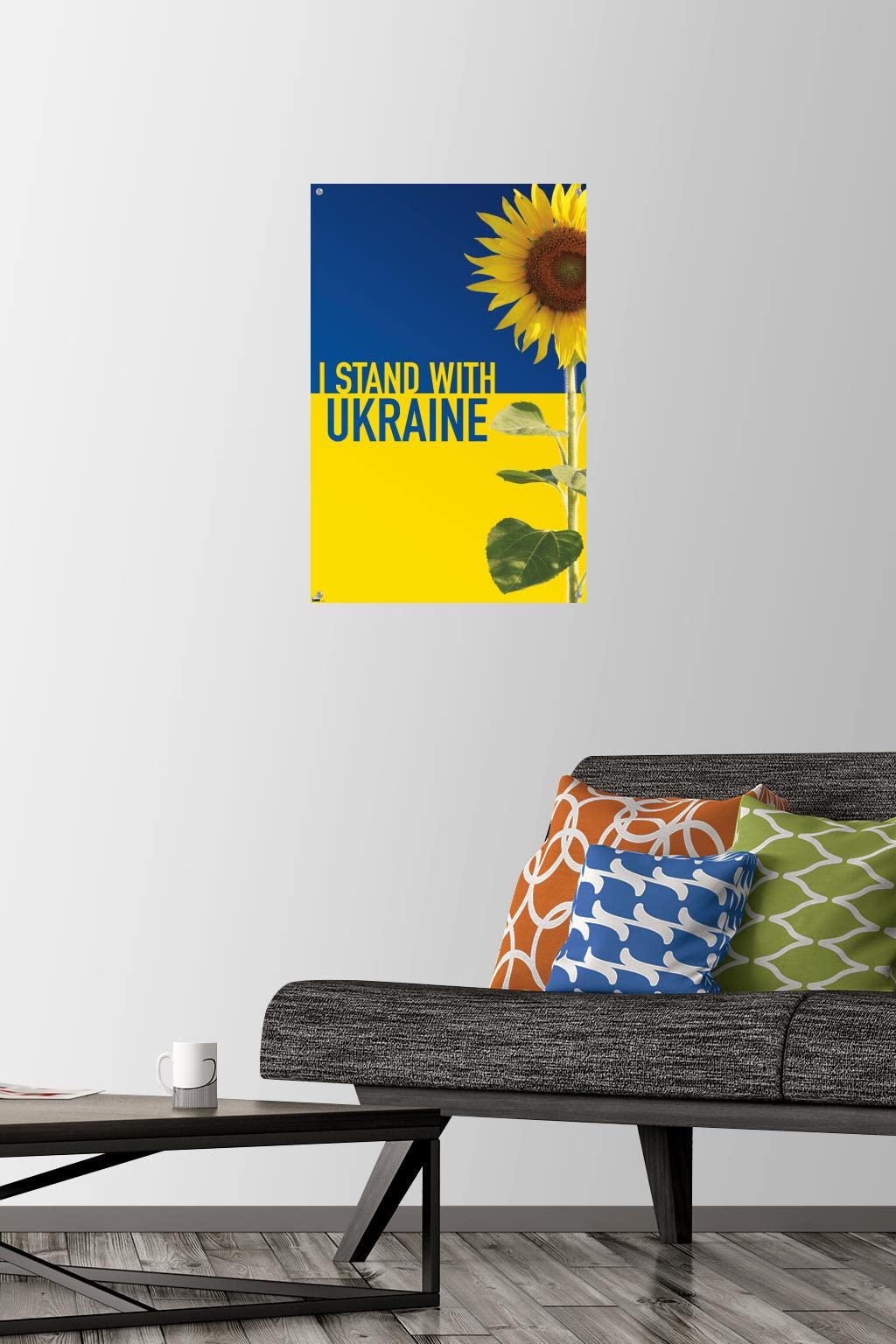 I Stand With Ukraine Wall Poster - Trendy Motivational Decor with Push Pins - Perfect for Home, Office & Classroom Support Displays