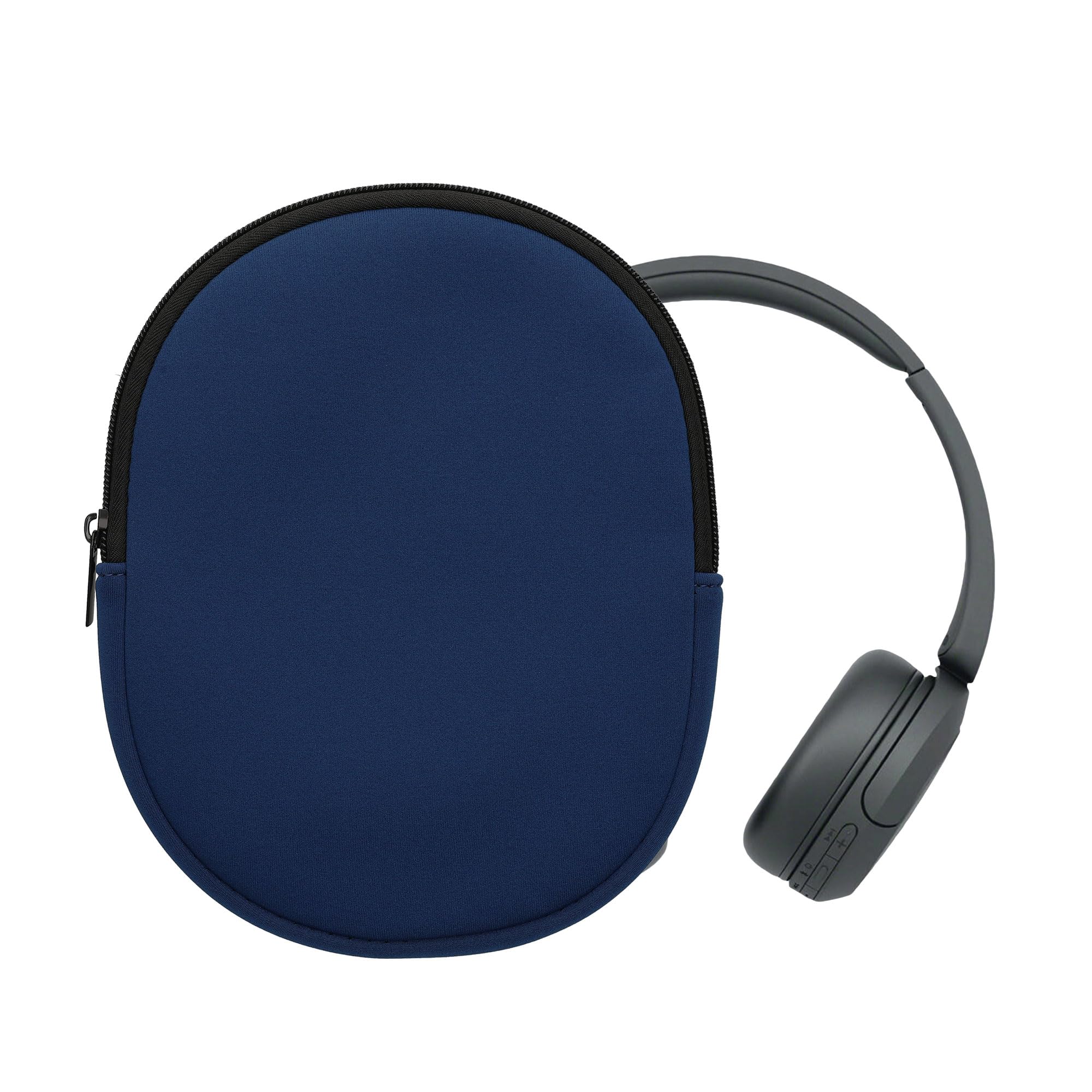 kwmobile Neoprene Headphone Case Compatible with Sony WH-CH520 WH-CH510 MDR-ZX110 - Protective Zippered Pouch for Travel Storage in Dark Blue | Perfect for Commuting, Gym & Airplane Use