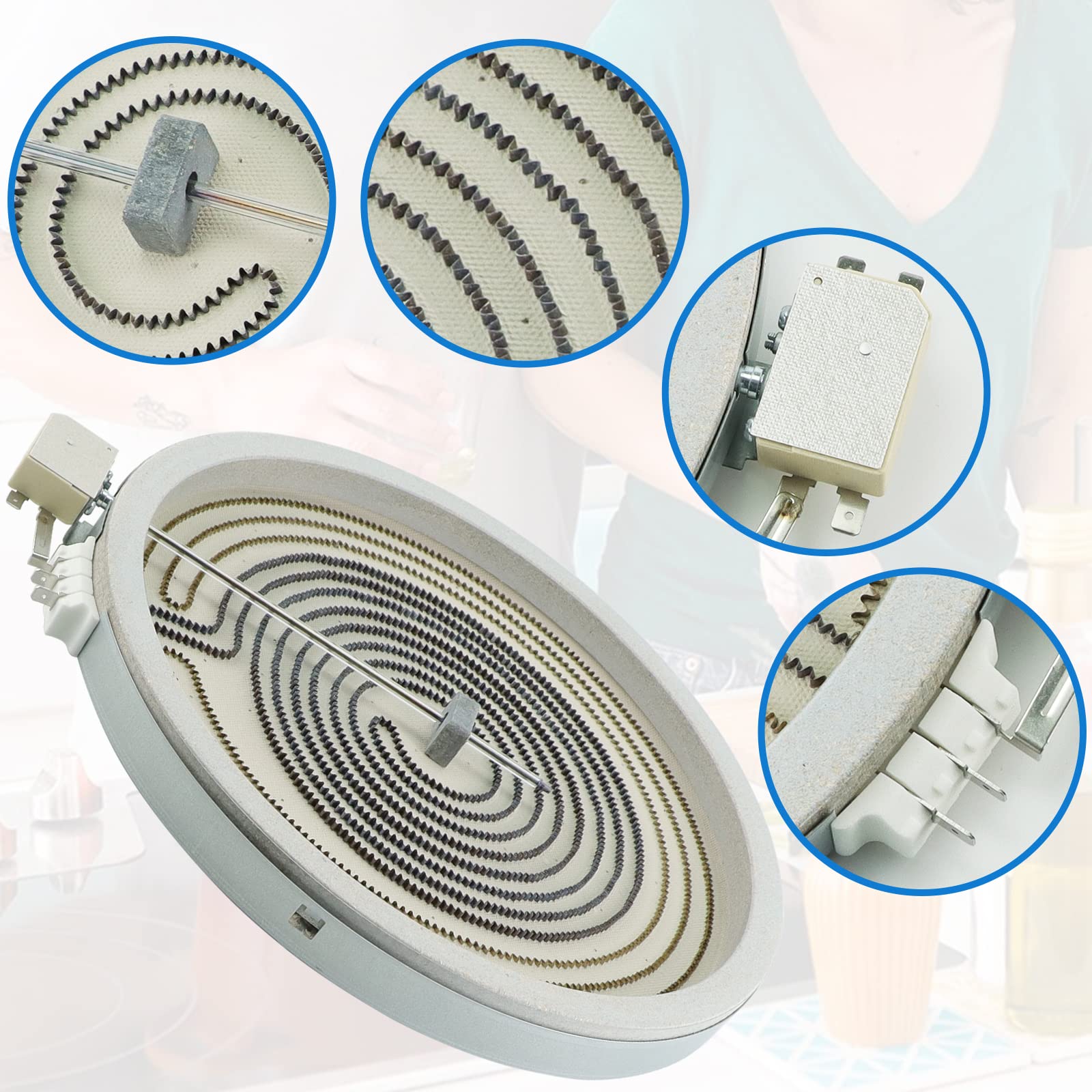 PANDEELS 12 Inch Dual Haliant Radiant Surface Element - Compatible with GE Range (Replaces WB30T10130, 1474216, AP4344395, PS2321564, EAP2321564, AH2321564) - Perfect for Stovetop Cooking, Baking & Kitchen Upgrades