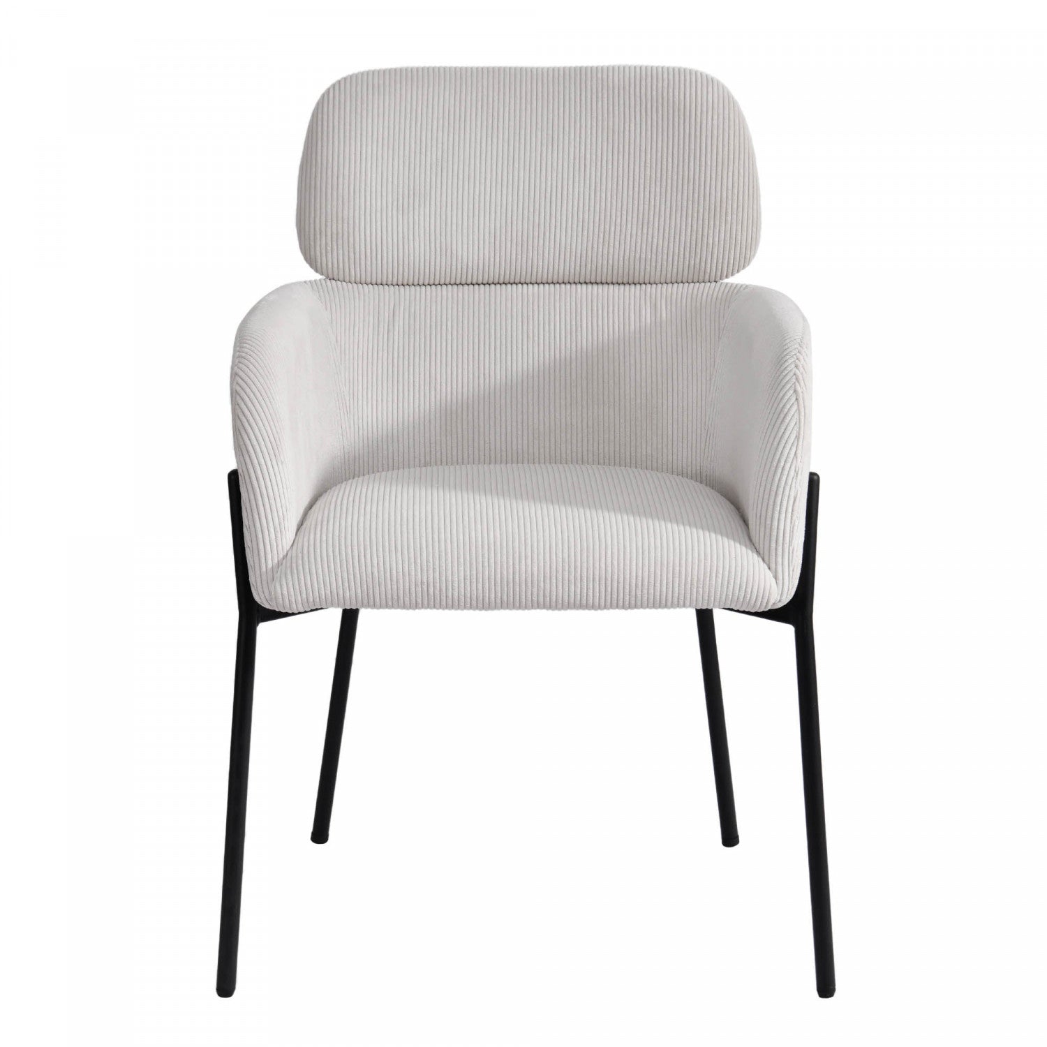 Celon Dining Chair - White Corduroy Upholstered Modern Kitchen Chair for Dining Room, Breakfast Nook & Home Office - Comfortable & Stylish Seating Solution