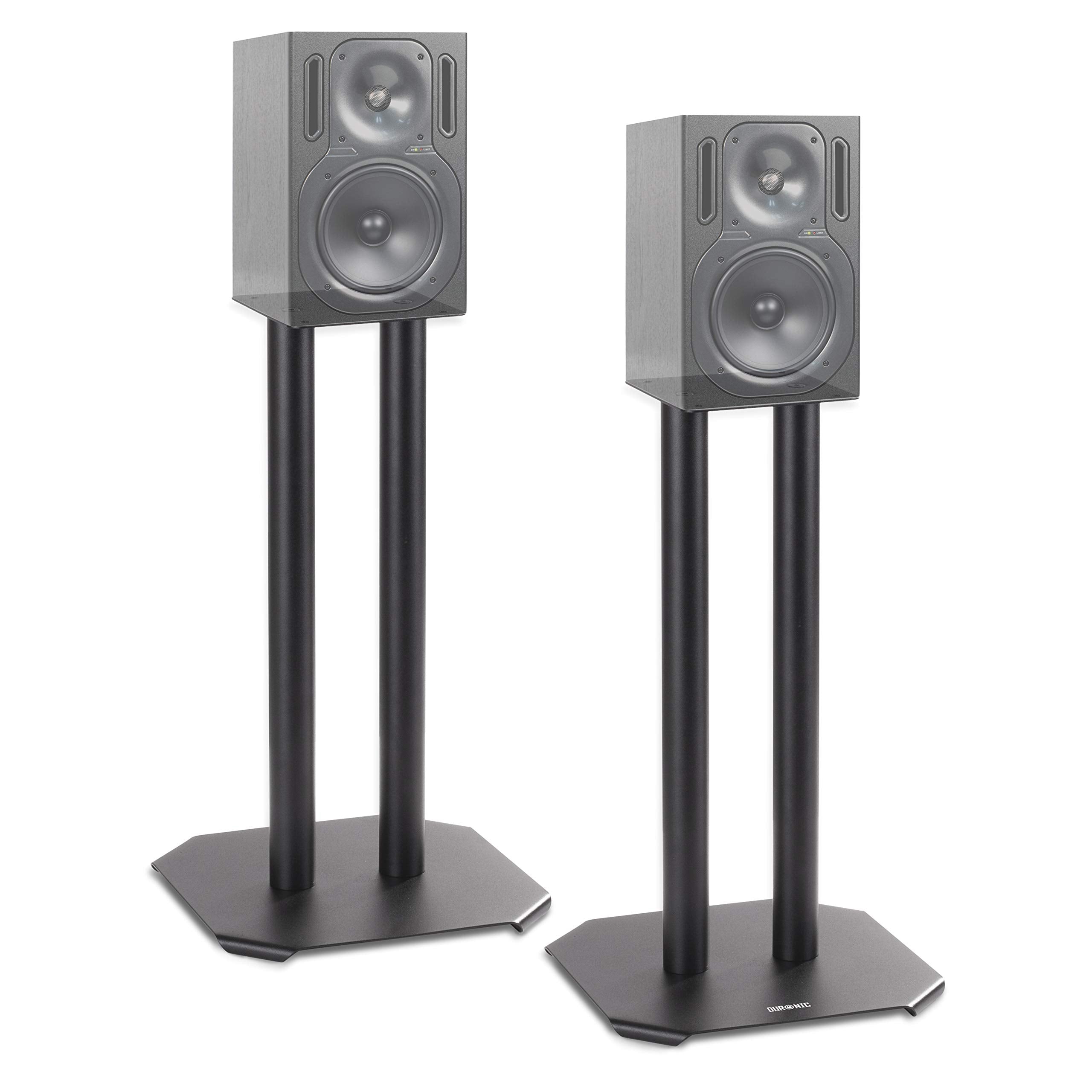 Duronic SPS1022 40 Speaker Stand (Pair) - 40cm Height, Heavy-Duty Steel Base with Spikes & Pads for Floor/Table Use - Enhance Audio Quality - Black - Perfect for Home Theater, Studio & DJ Setups