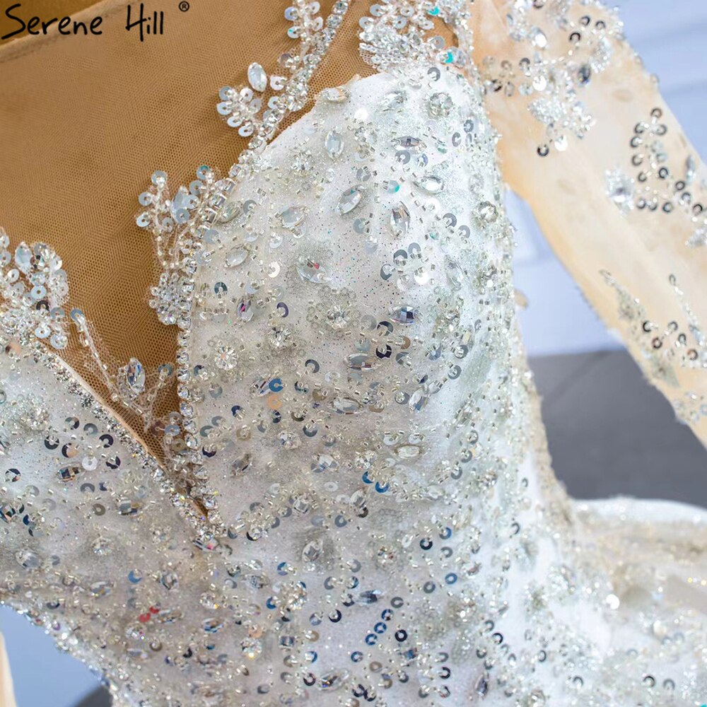 Luxury Muslim Wedding Dress 2025 - Beaded Pearl Embellished Sexy Bridal Gown with Train | Custom Made HM67257 | Perfect for Islamic Ceremonies, Nikah, and Formal Weddings