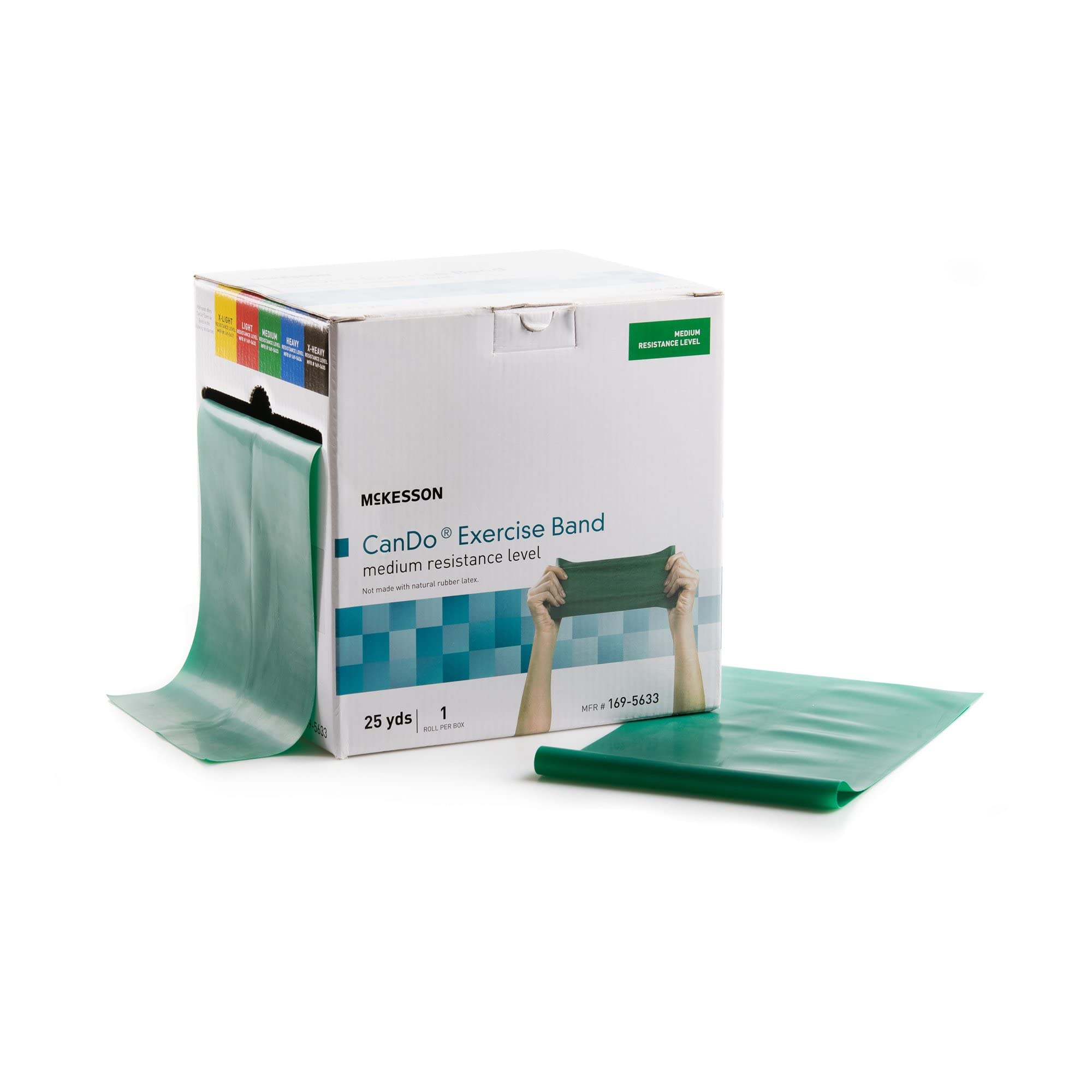 McKesson Can Do Exercise Resistance Band - Medium Resistance Workout Bands for Physical Therapy, Home Gym & Fitness Training - Green, 5 in x 25 yd (1 Count) - Perfect for Strength Training, Yoga & Rehabilitation Exercises
