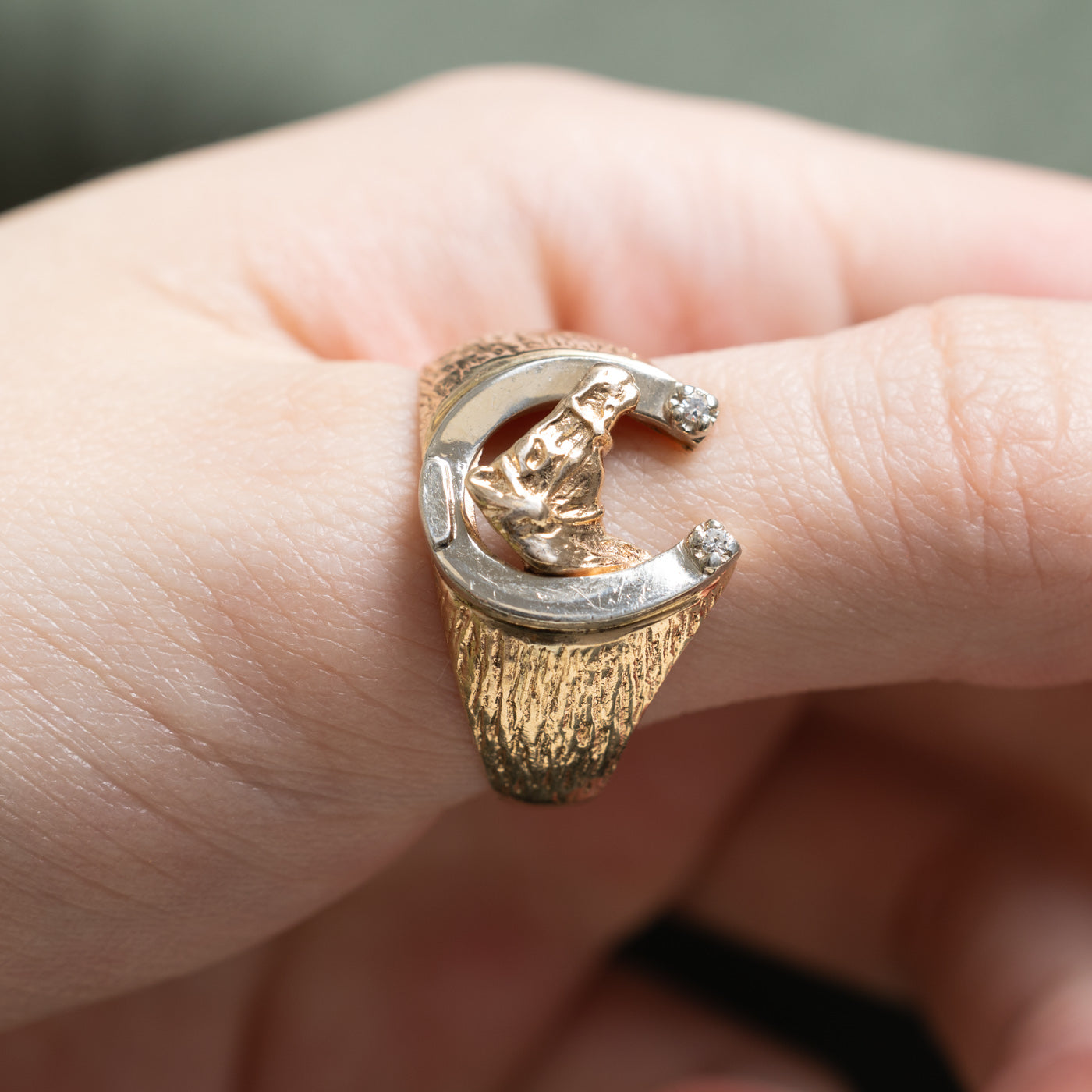 0.015ctw Diamond Horse Cocktail Ring - Size 12.75 - Elegant Statement Jewelry for Parties, Weddings & Special Occasions