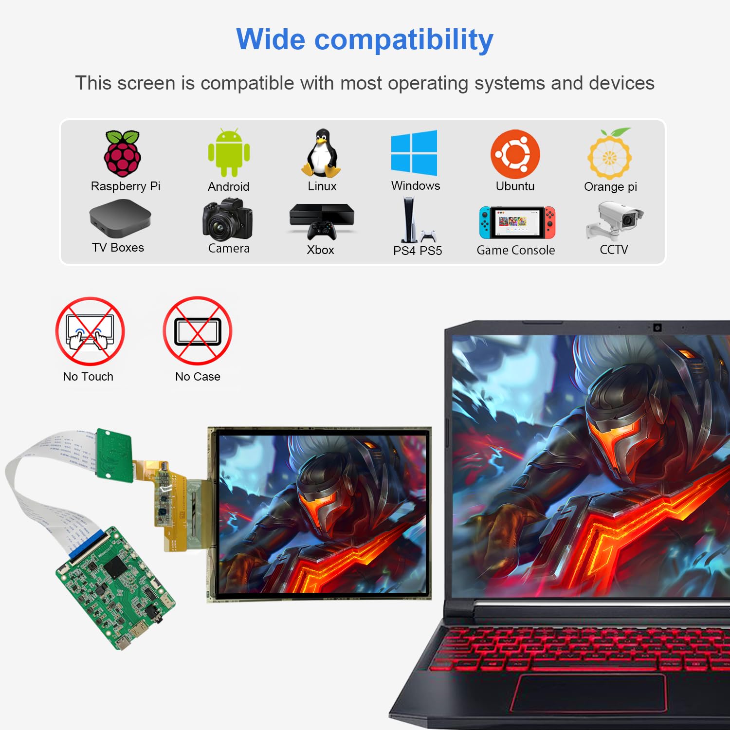 7.8 Inch Flexible AMOLED Display - FHD 1920x1440 Curved Bendable Screen with HDMI Driver Board | DIY Prototype OLED Monitor Kit (No Enclosure) | Compatible with Windows, Mac, Linux | Perfect for Wearable Tech, Smart Devices & Interactive Displays