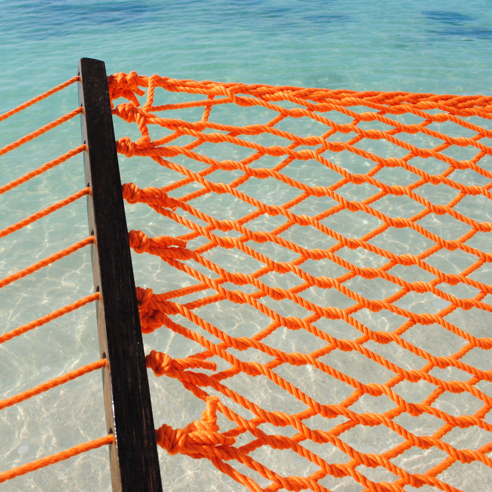 55-Inch Caribbean Rope Hammock - Soft-Spun Polyester Outdoor Swing Bed (Orange) - Perfect for Backyard, Beach, and Patio Relaxation