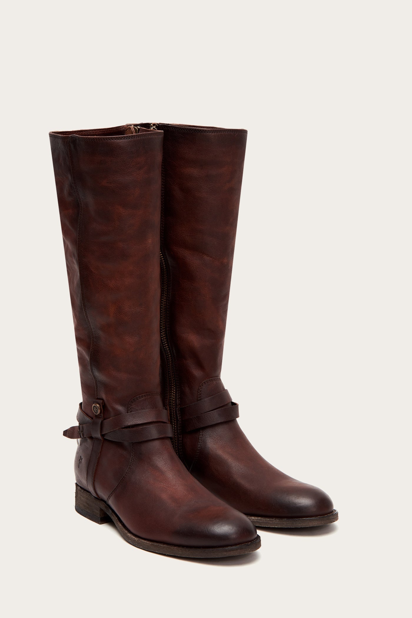 Melissa Belted Tall Vintage Leather Boots for Women - Eco-Friendly Pre-Loved Fashion | Perfect for Fall Outfits, Casual Wear & Retro Style