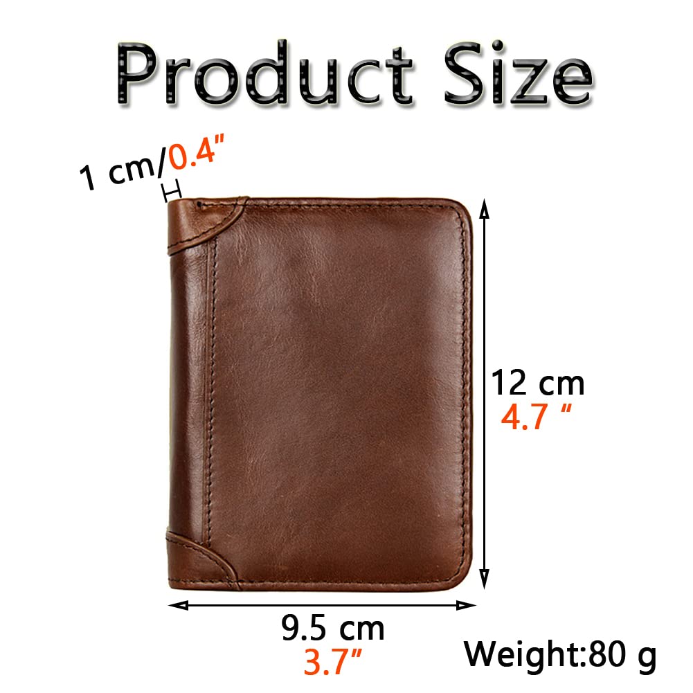 Genuine Leather RFID Blocking Trifold Wallet for Men - Viking Tree of Life Design, Coin Pocket, Brown - Perfect for Everyday Carry, Travel & Gift Giving