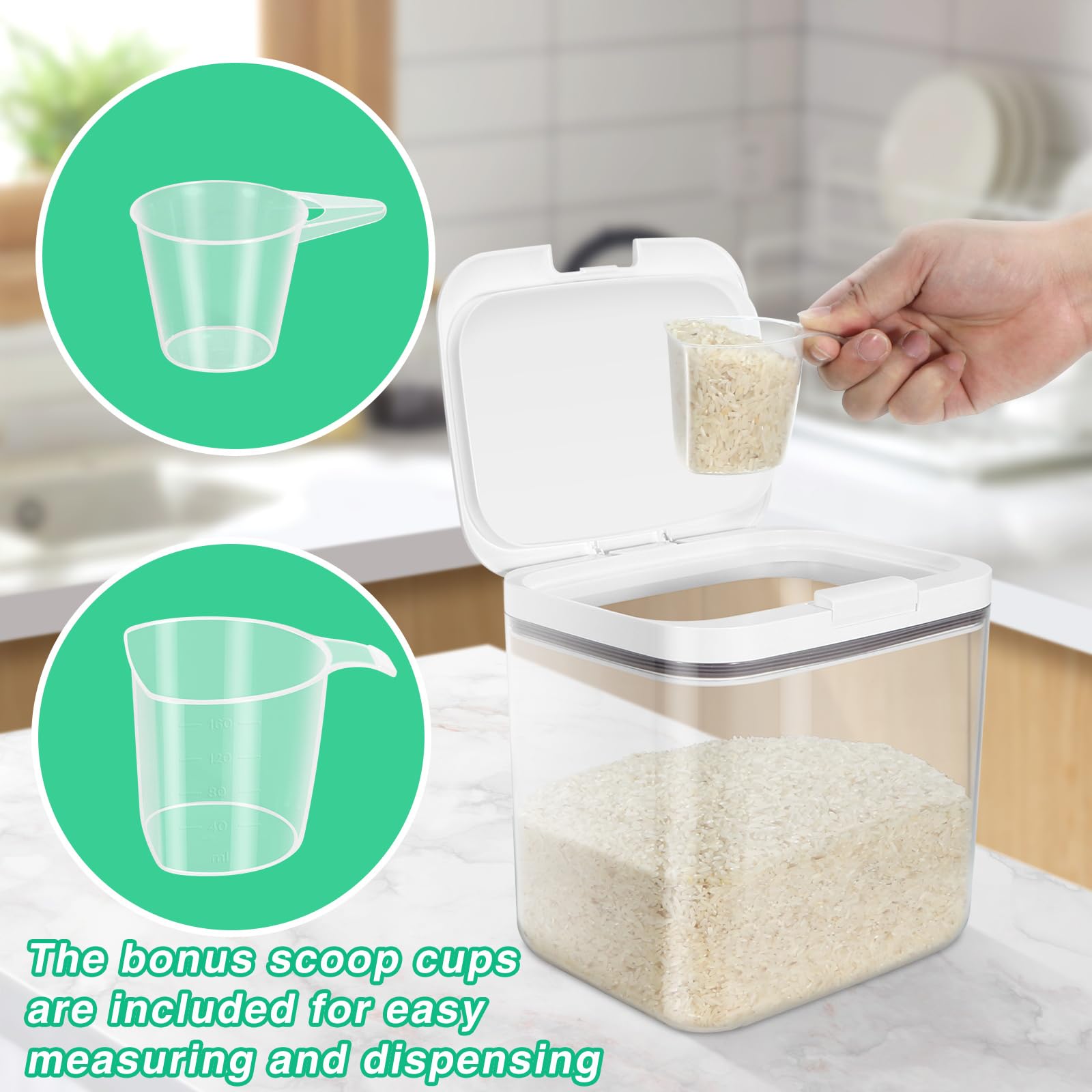 2-Pack Flour Sugar Storage Containers (2.9 Qt + 4.75 Qt) with Pop-to-Flip Lids - Airtight Food Storage for Rice, Dog Food, Treats & Kitchen Organization | Perfect for Pantry, Baking & Pet Food Storage