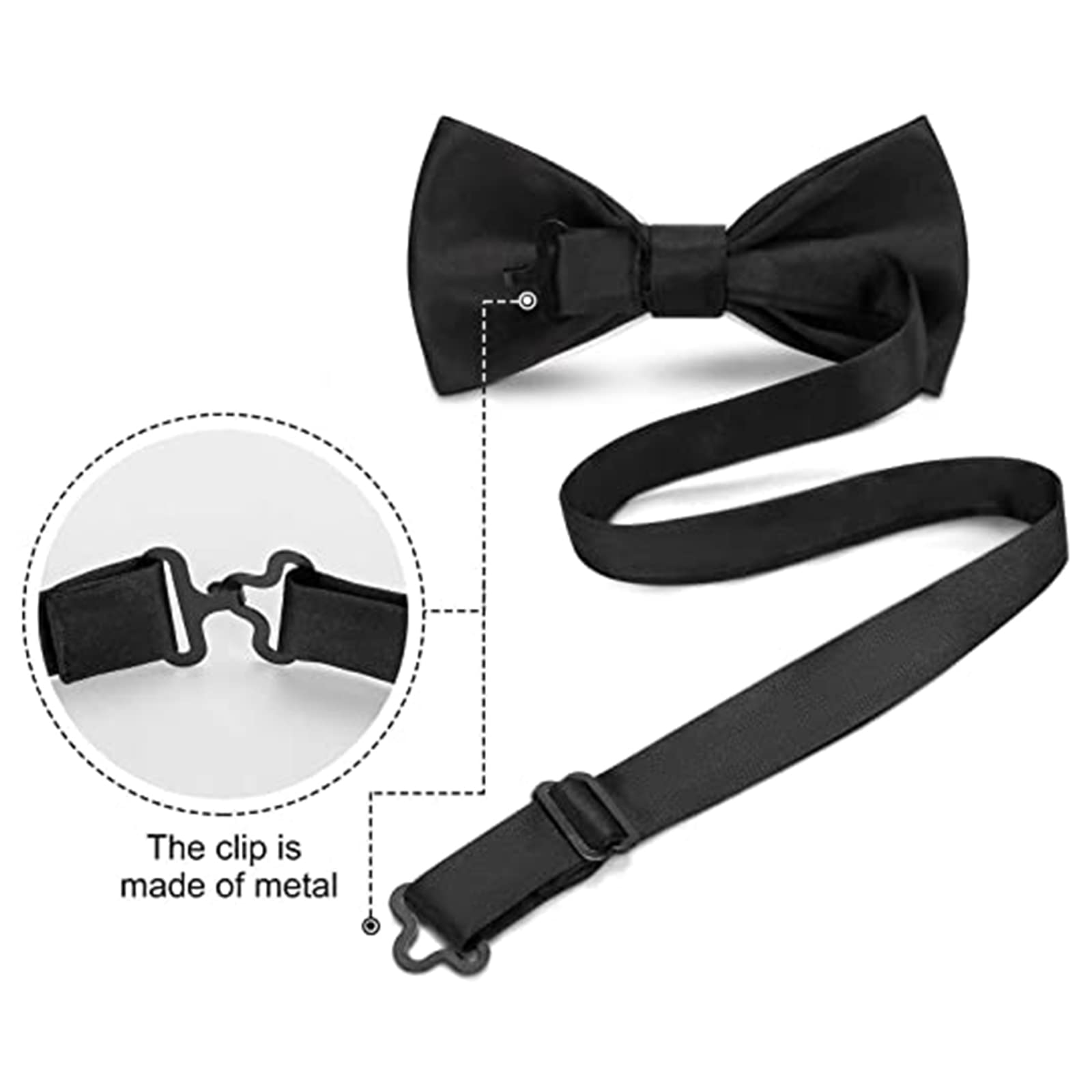 AMRANDOM Men's Pre-Tied Adjustable Bow Tie for Weddings, Prom & Formal Events - Classic Style for Grooms, Best Men & Party Attire