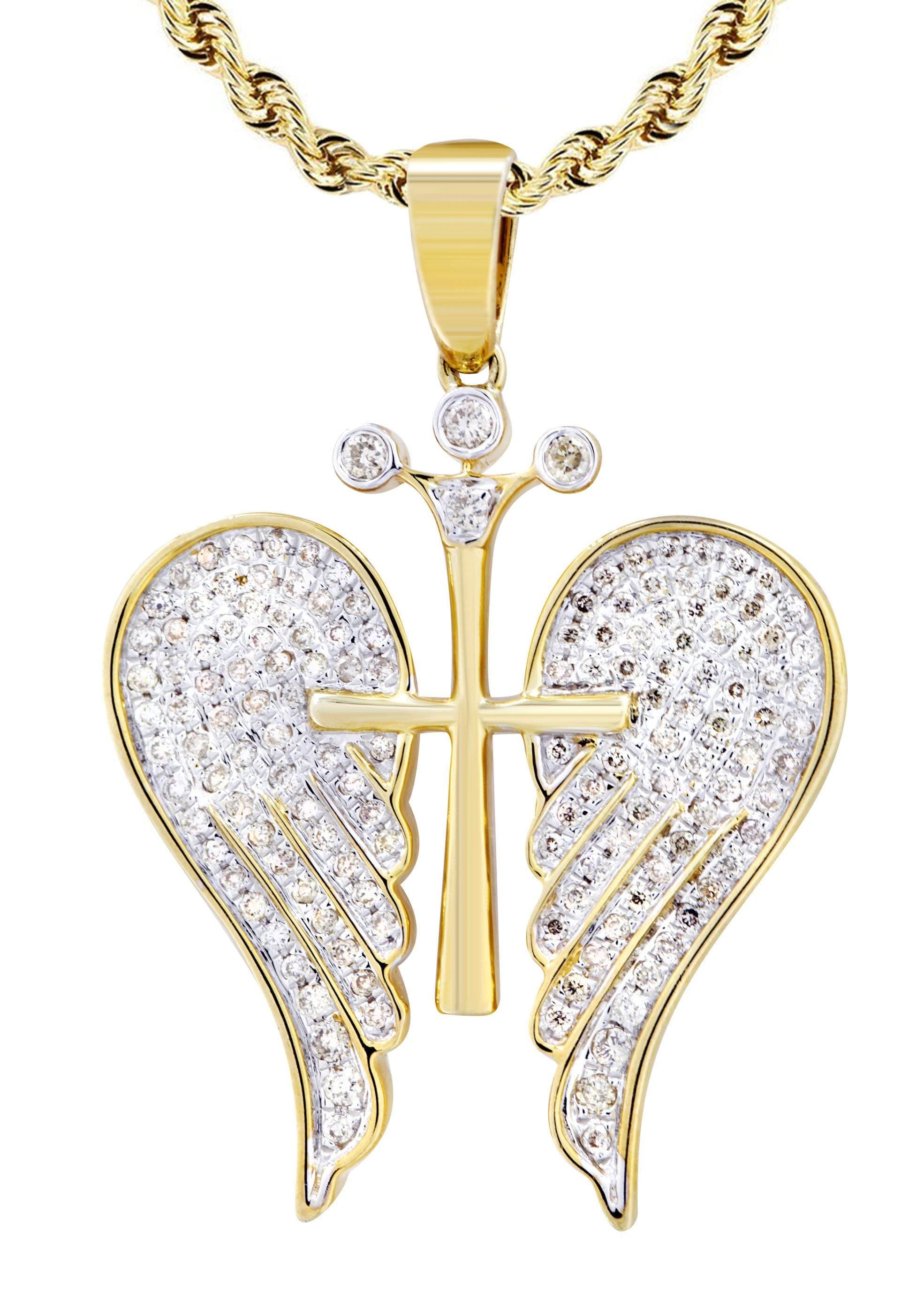 10K Yellow Gold Wings Diamond Necklace - 0.77 Carats Dainty Pendant for Women | Elegant Jewelry Gift for Anniversary, Birthday & Special Occasions