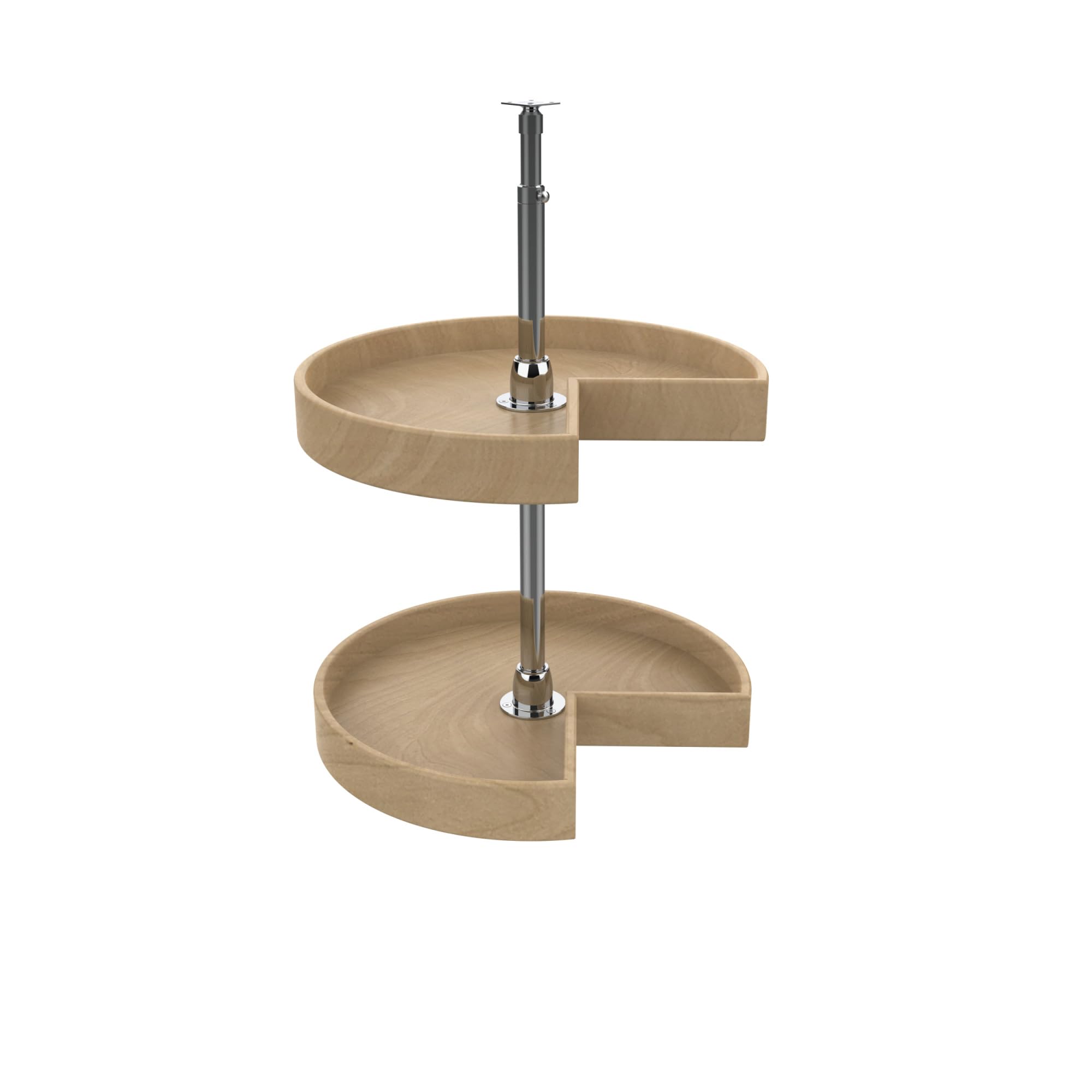 Natural Wood Kidney-Shaped 2-Tier Lazy Susan Turntable for Corner Cabinets - Space-Saving Spice & Pantry Organizer for Kitchen, Bathroom, or Office Storage